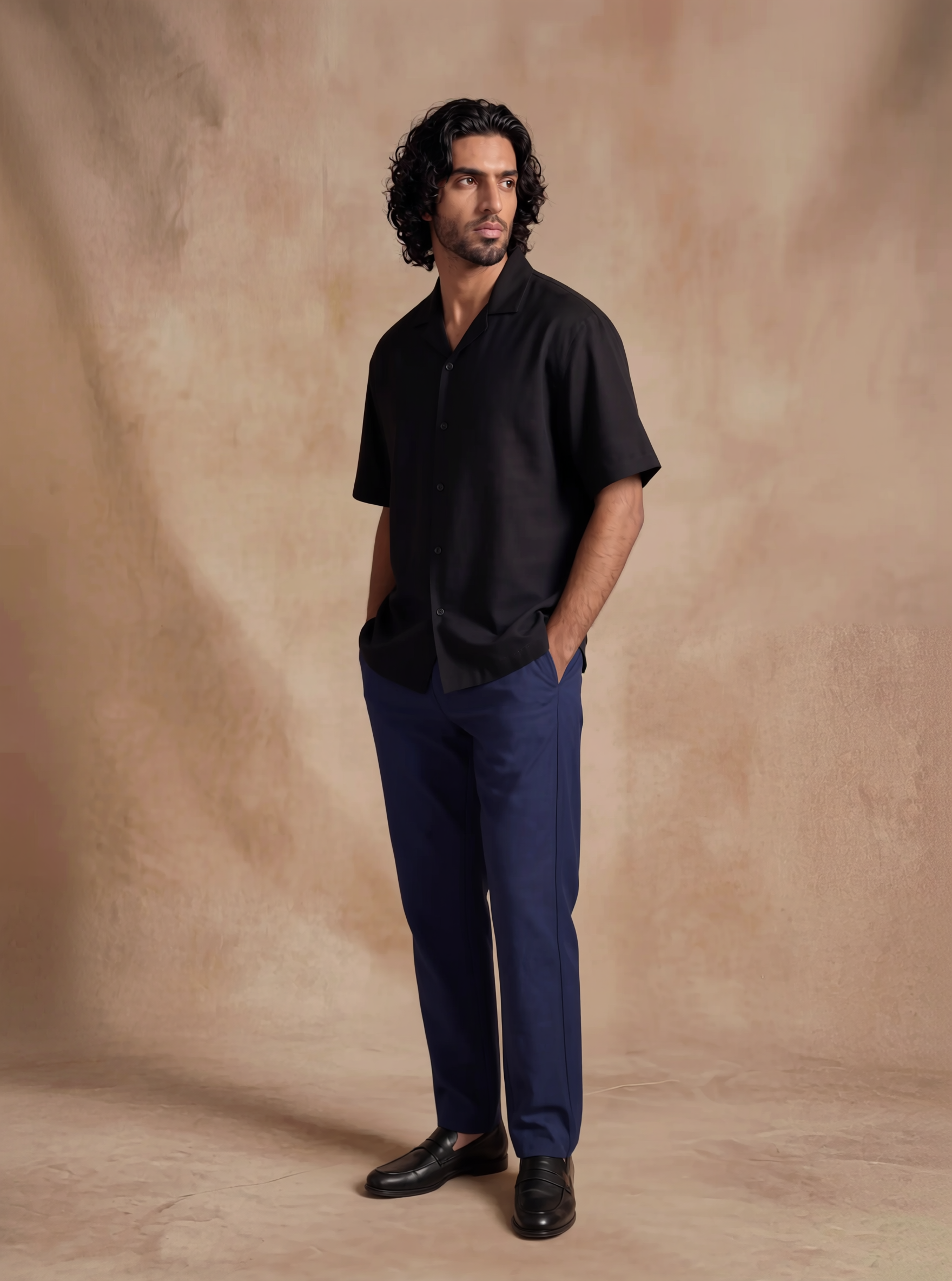 Reza Cuban Collar Relaxed Fit Shirt