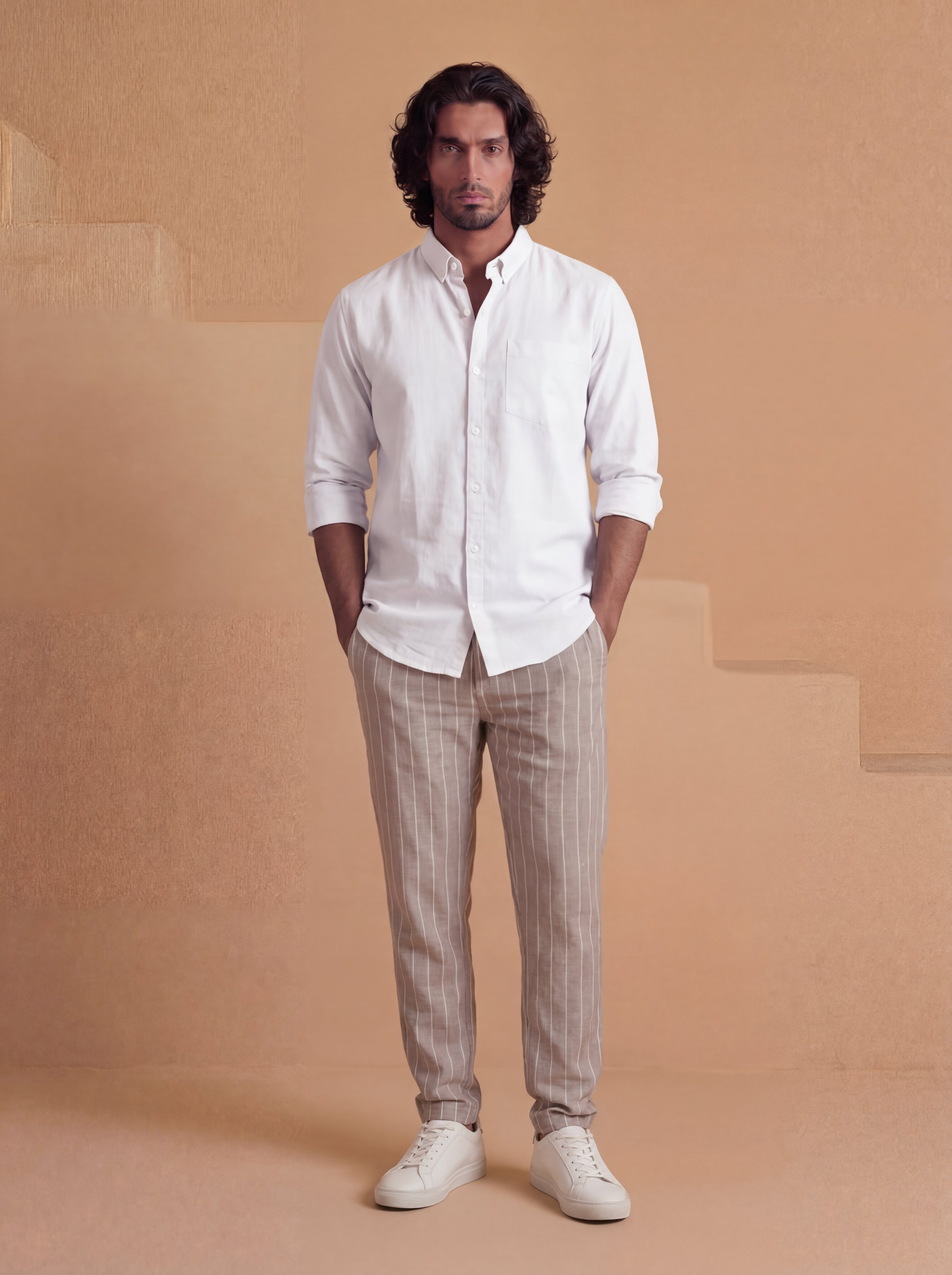 Grey Striped All Day Tapered Pants