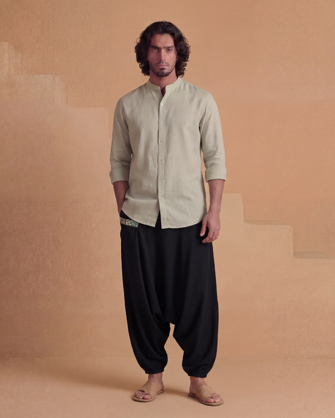 SAGE GREEN MANDARIN CO-ORD SET