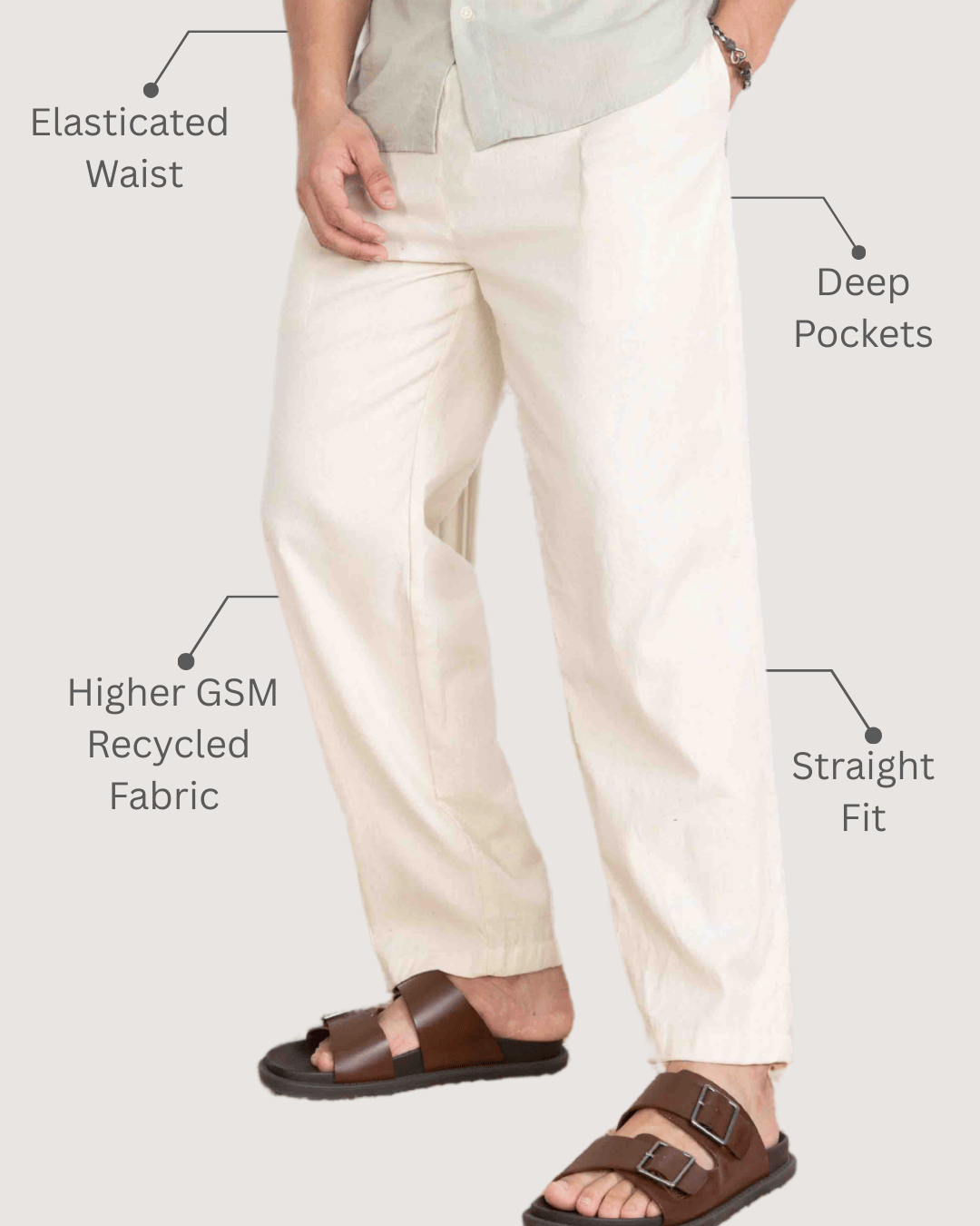 Ivory Straight Fit Cotton Pants