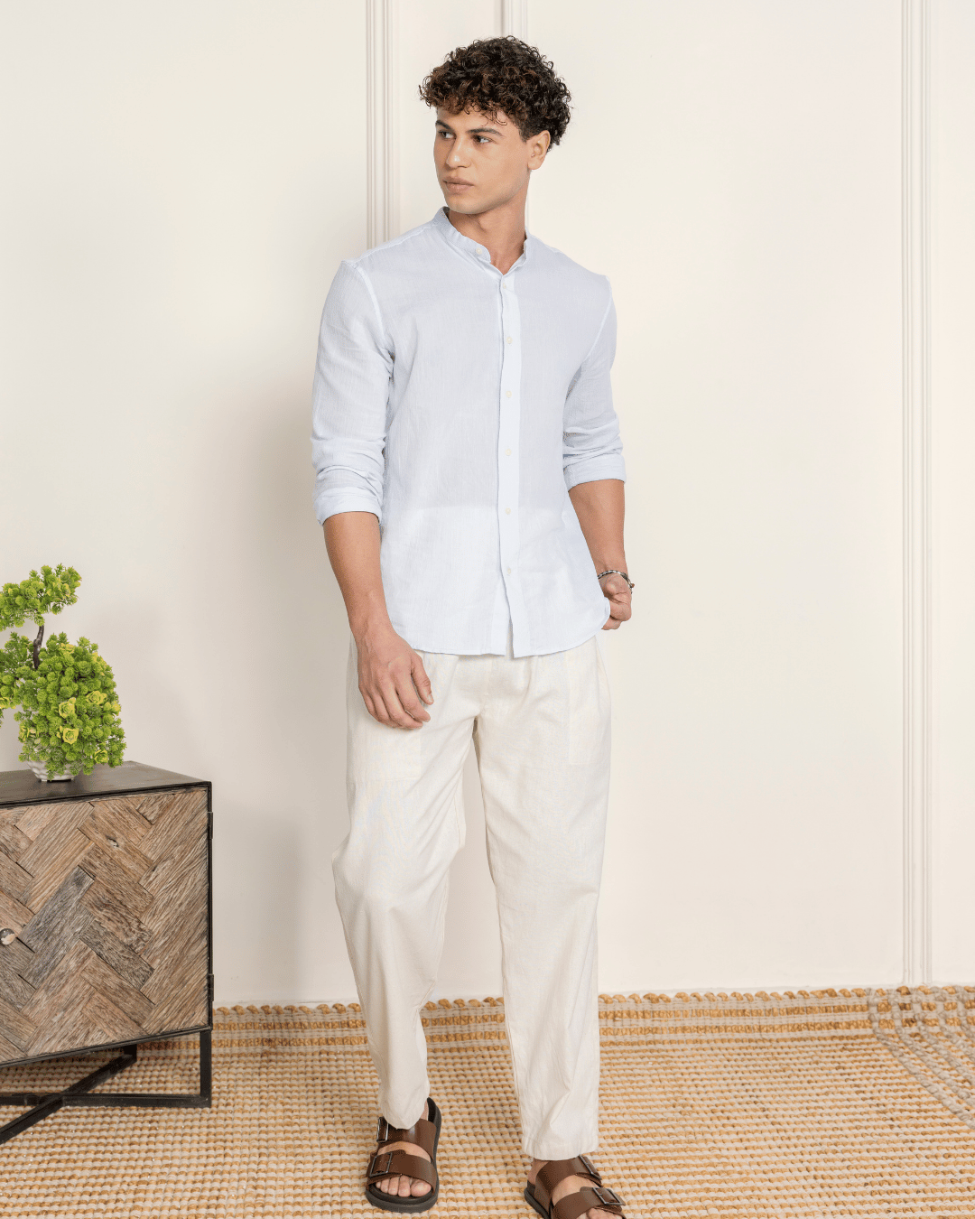 Ivory Straight Fit Cotton Pants