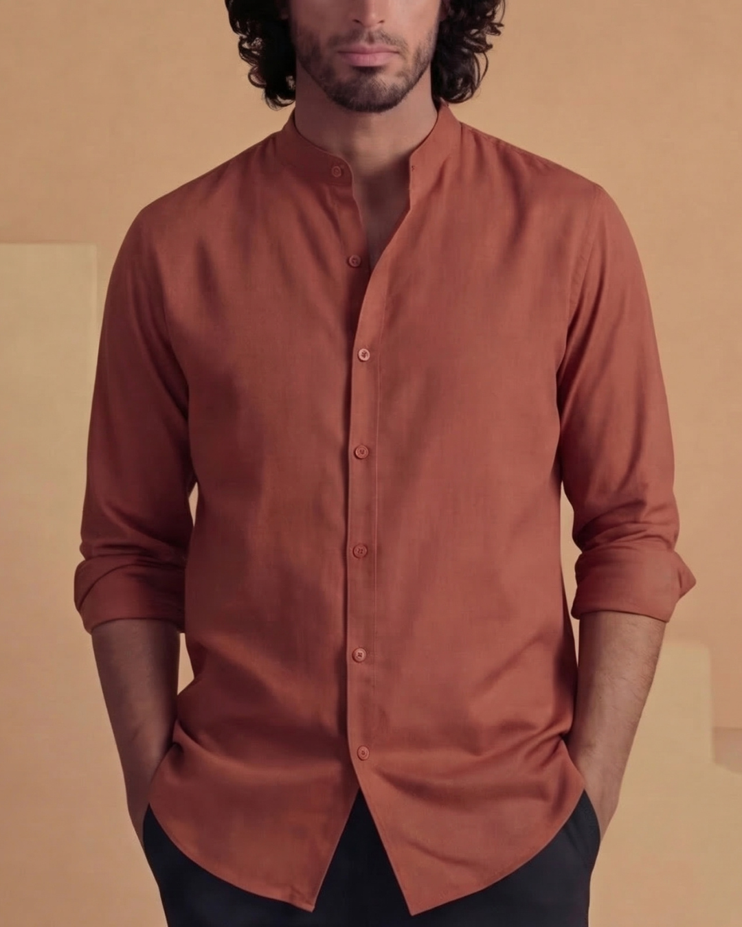 Aarav - Flowing Band Collar Shirt