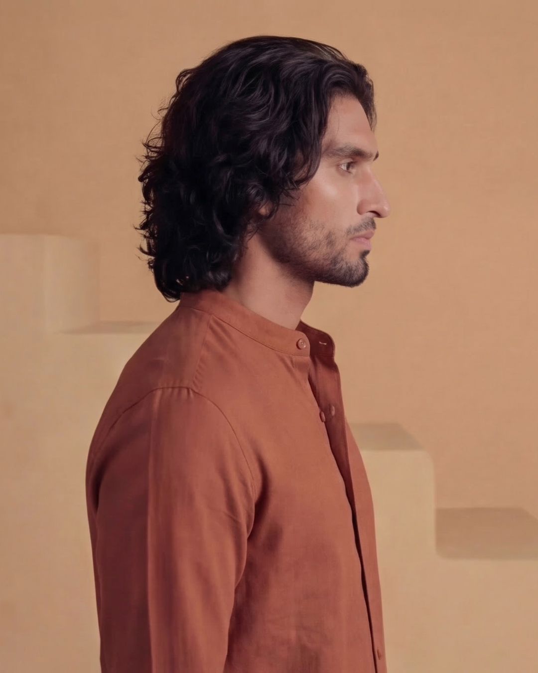 Aarav - Flowing Band Collar Shirt