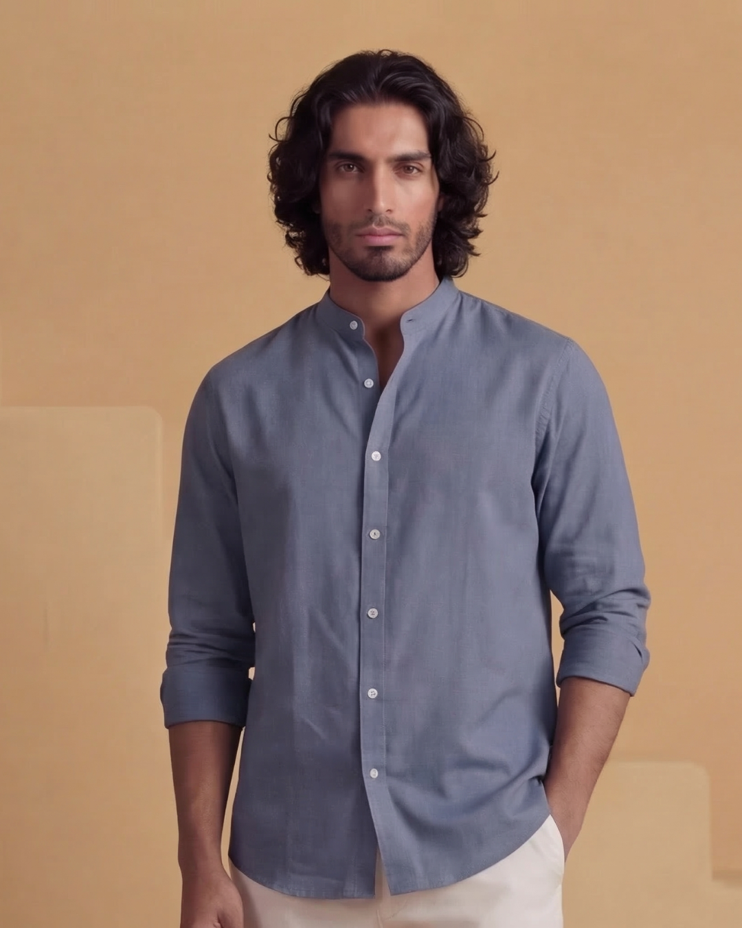 Aarav - Flowing Band Collar Shirt