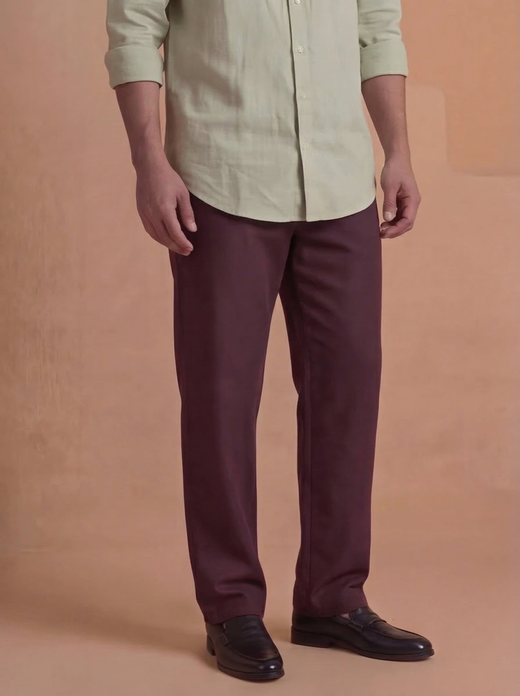 Old Money Maroon Slim Fit Pants