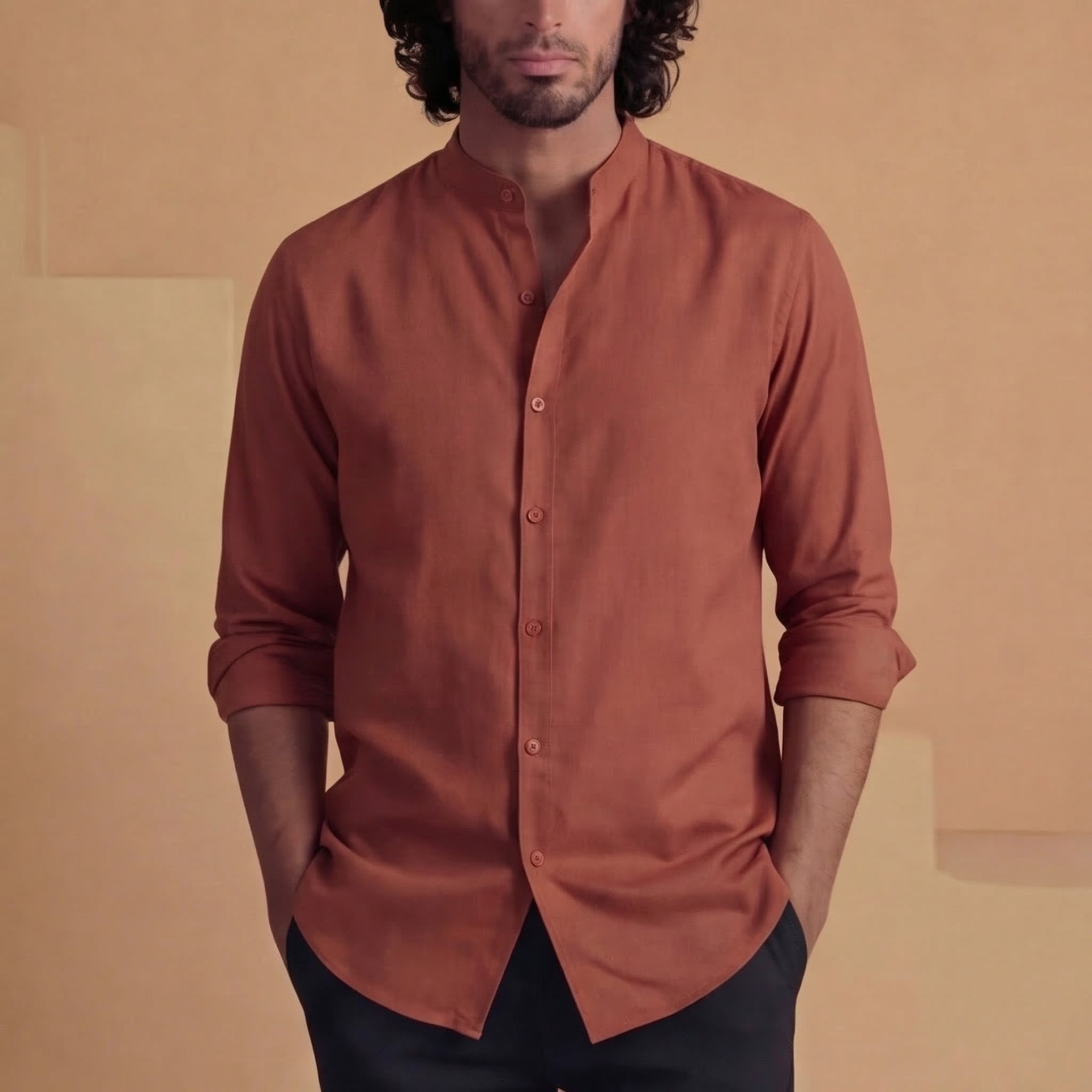 Rohan- Flowing Band Collar Shirt