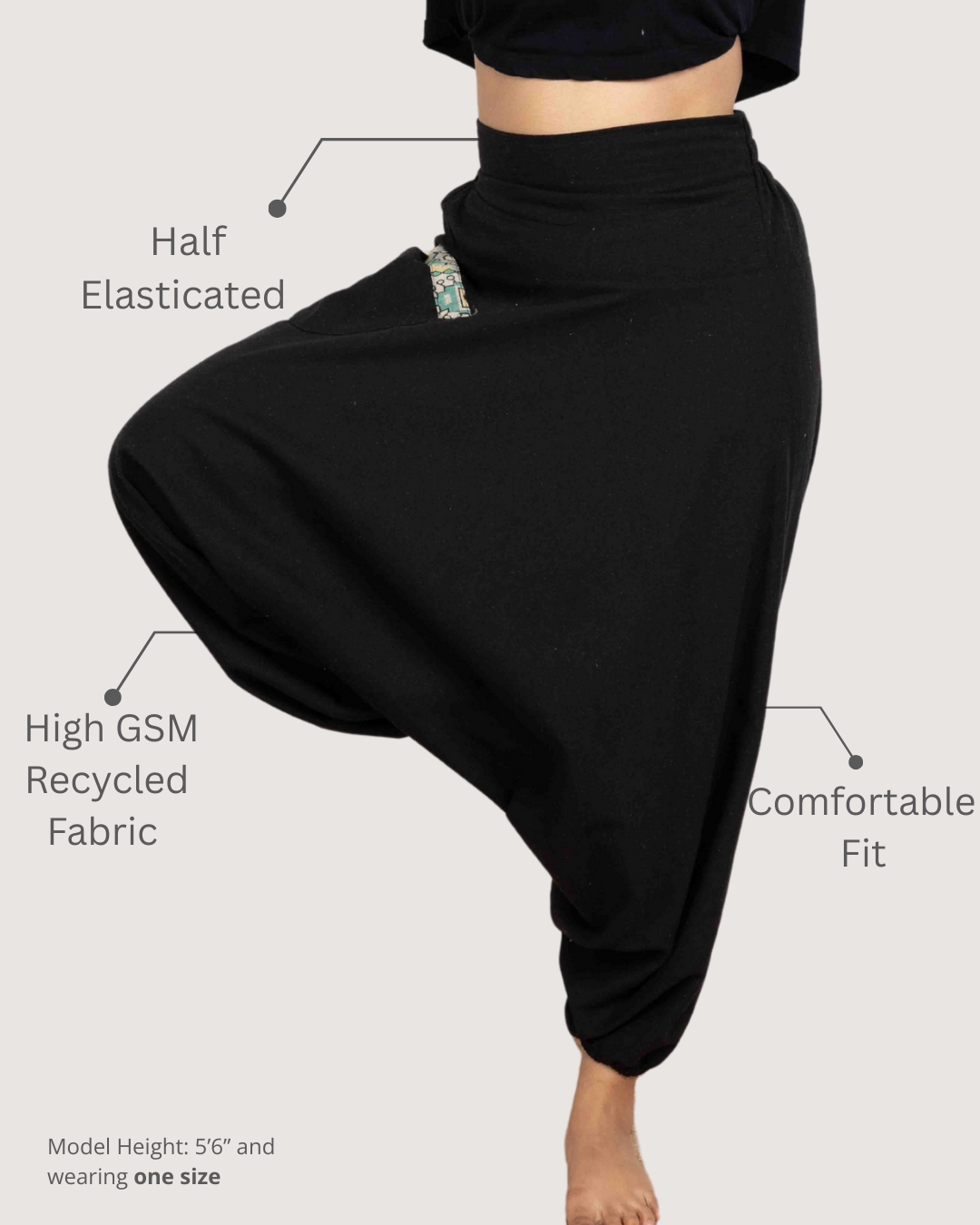 Black Women Loose Fit Cotton Harem