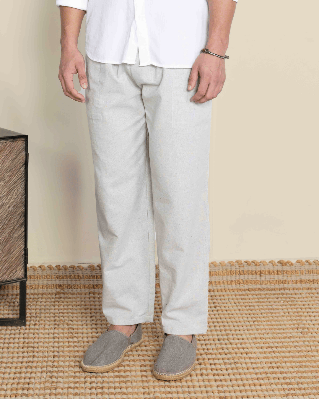 Sage Grey Straight Fit Cotton Pants