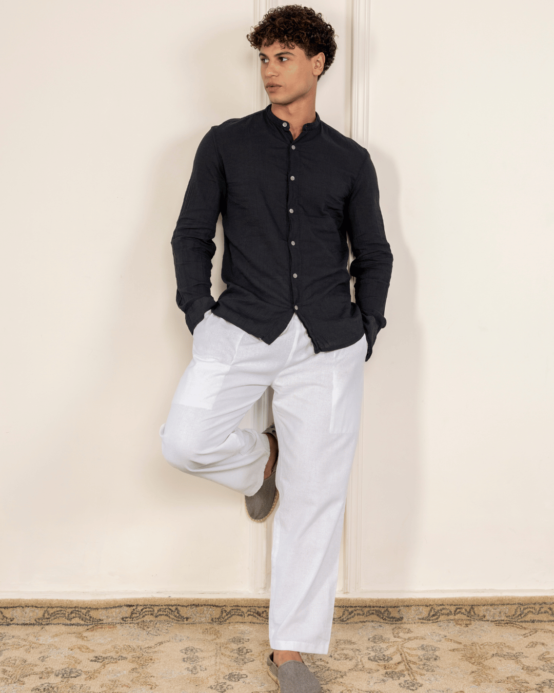 White Straight Fit Cotton Pants