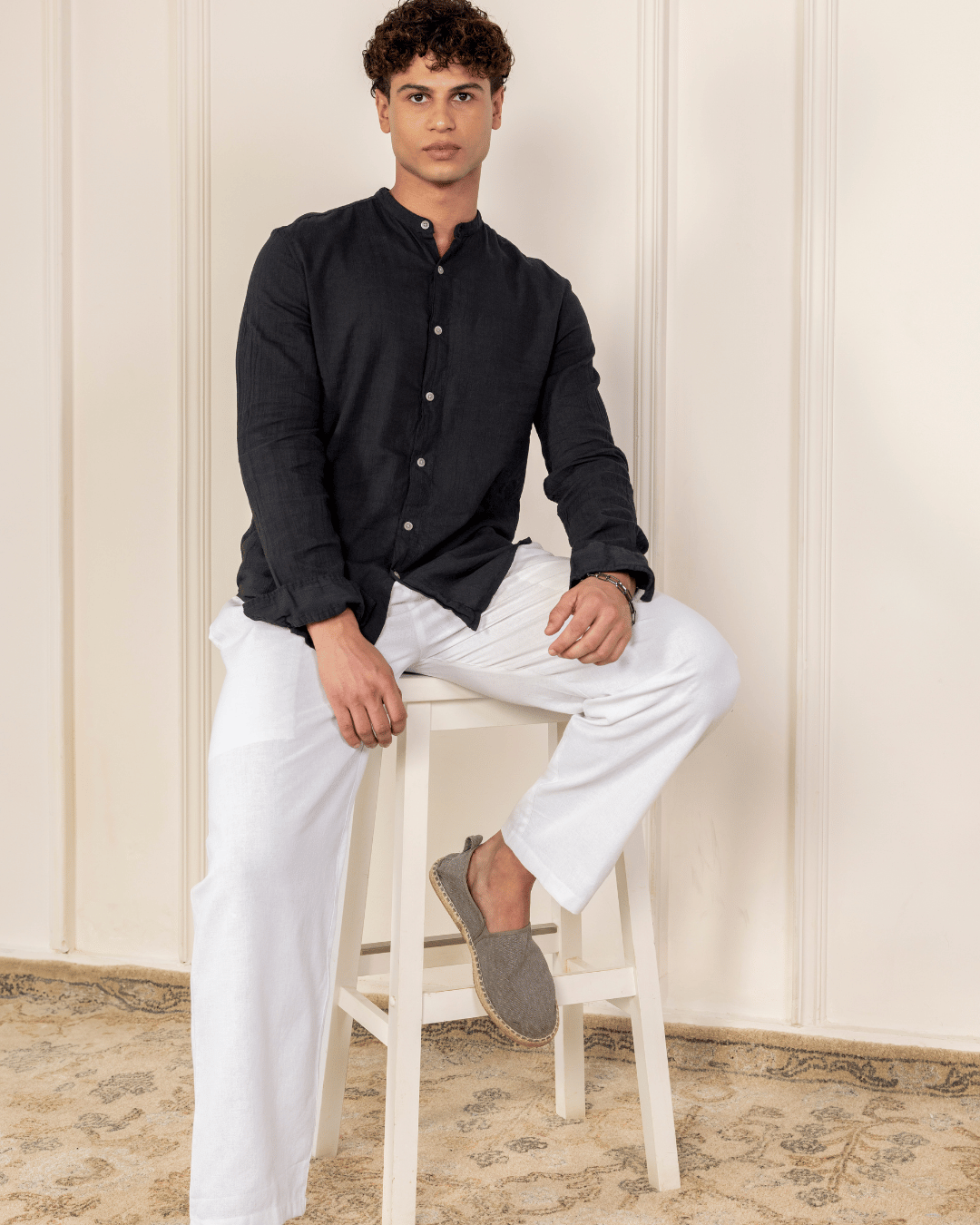 White Straight Fit Cotton Pants