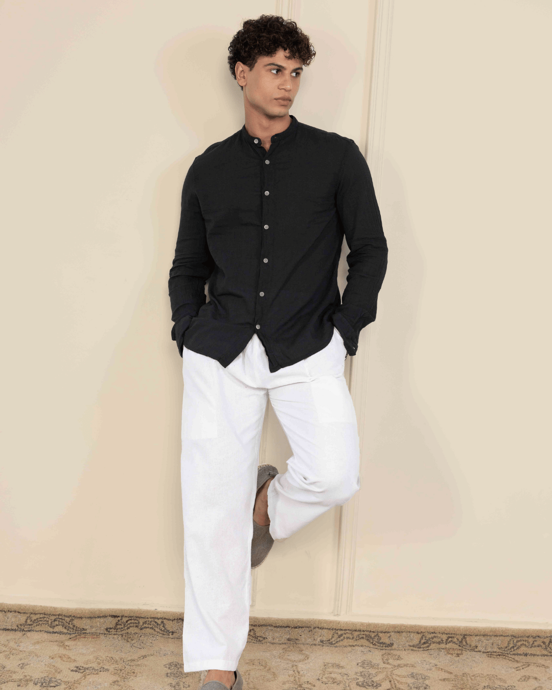 White Straight Fit Cotton Pants