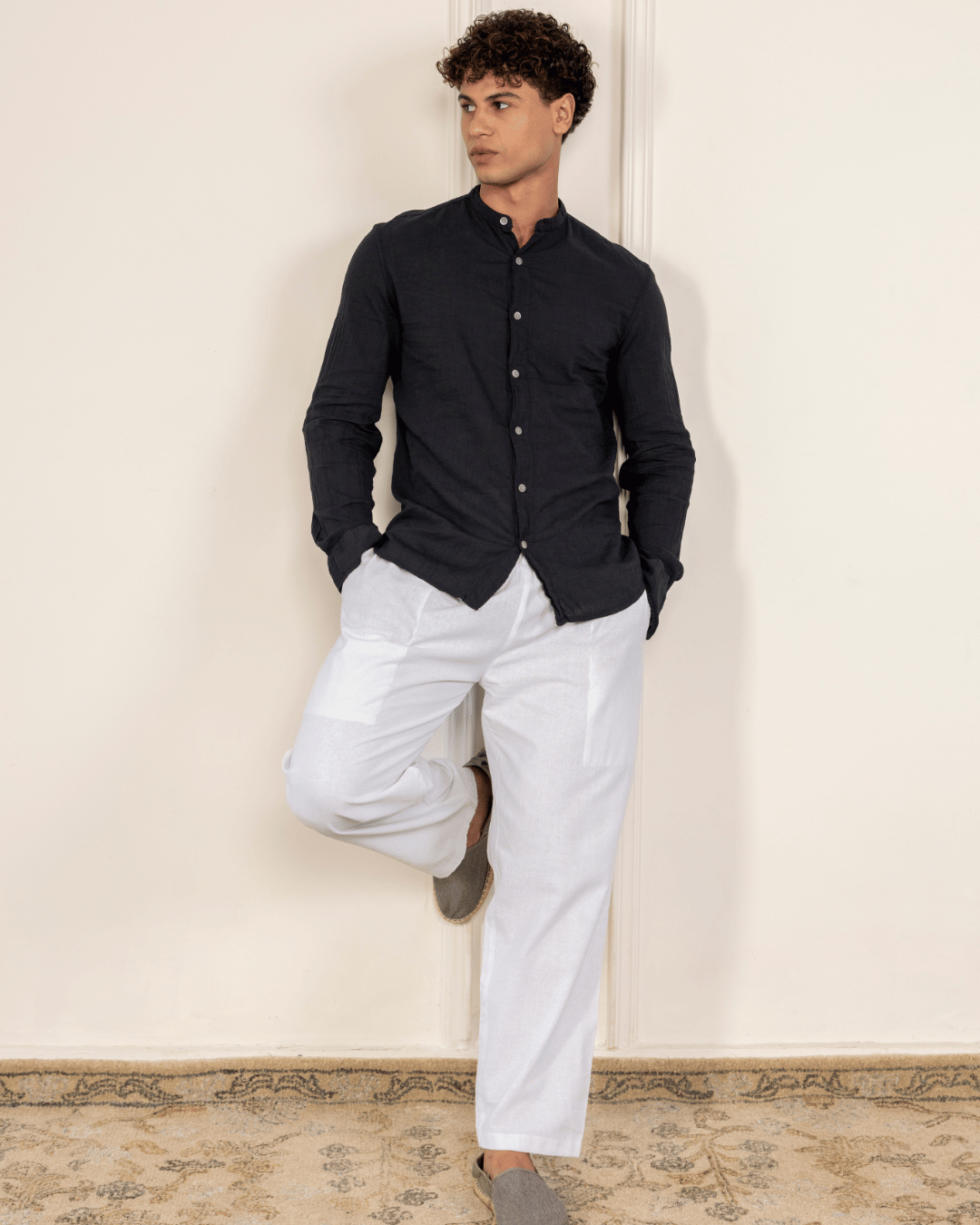White Straight Fit Cotton Pants