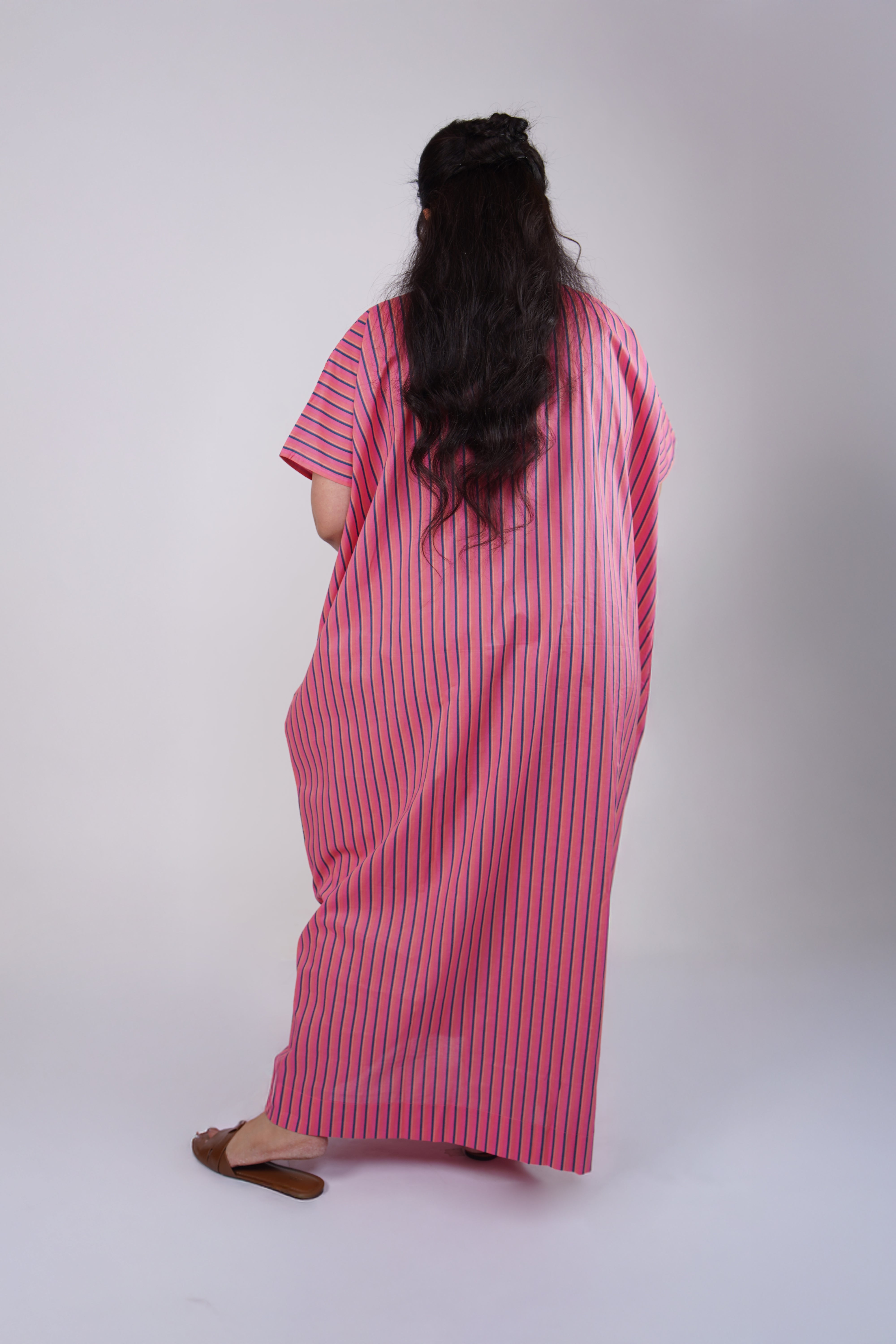 Aqua Green Striped Airy & Flowly Kaftan