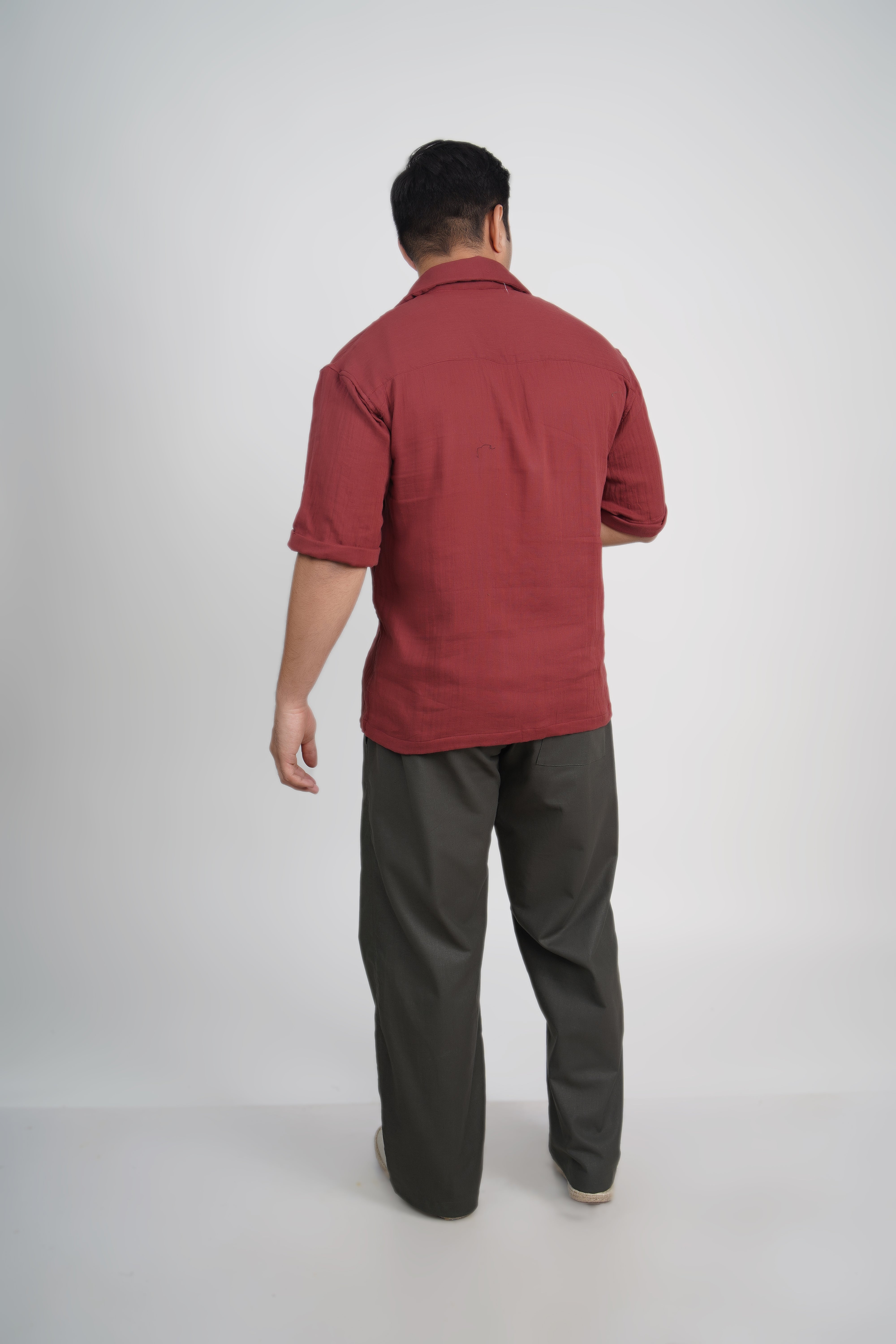 Olive Green Relaxed Fit Linen Blend Pants
