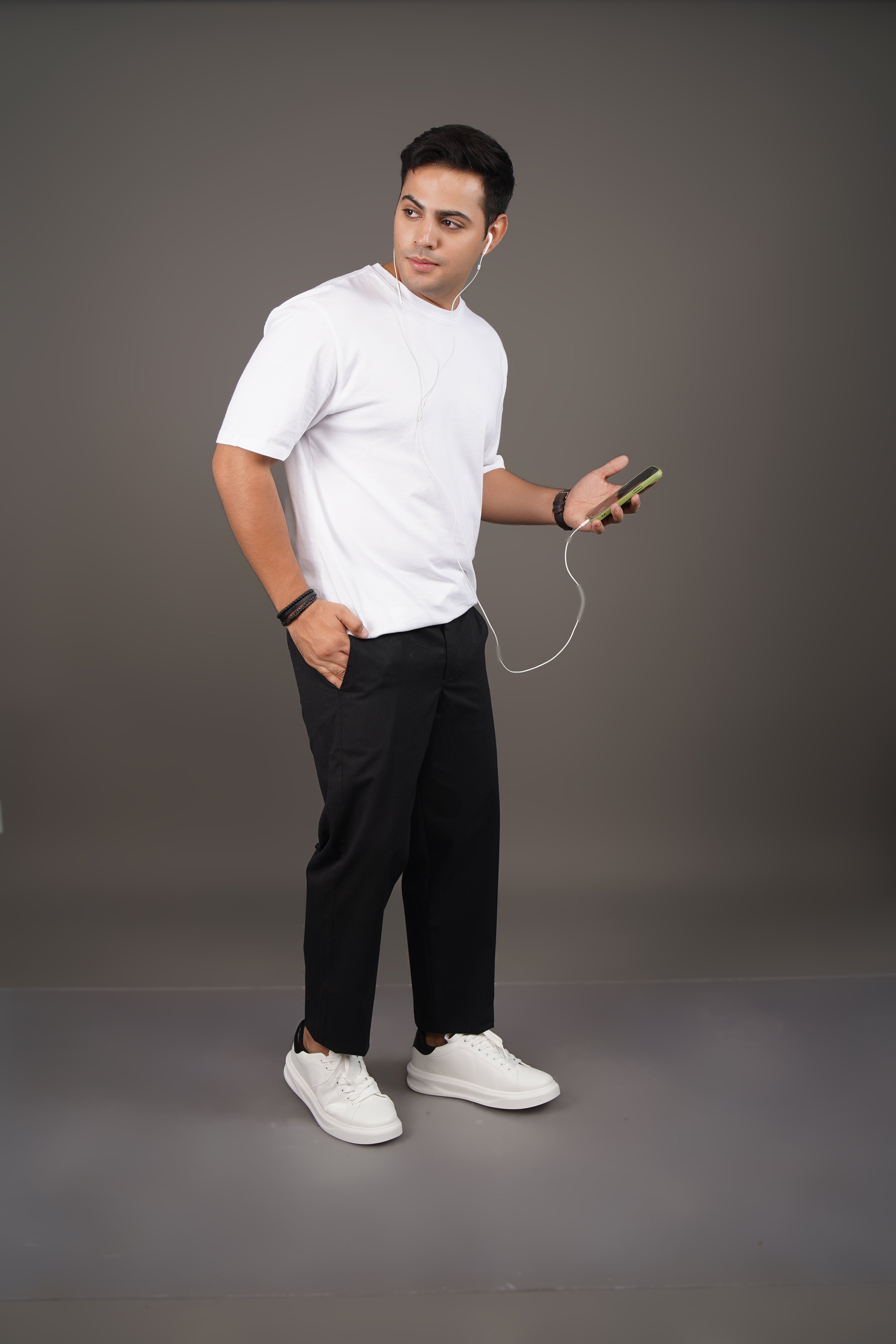 Black Straight Fit Cotton Semi-Formal Trousers