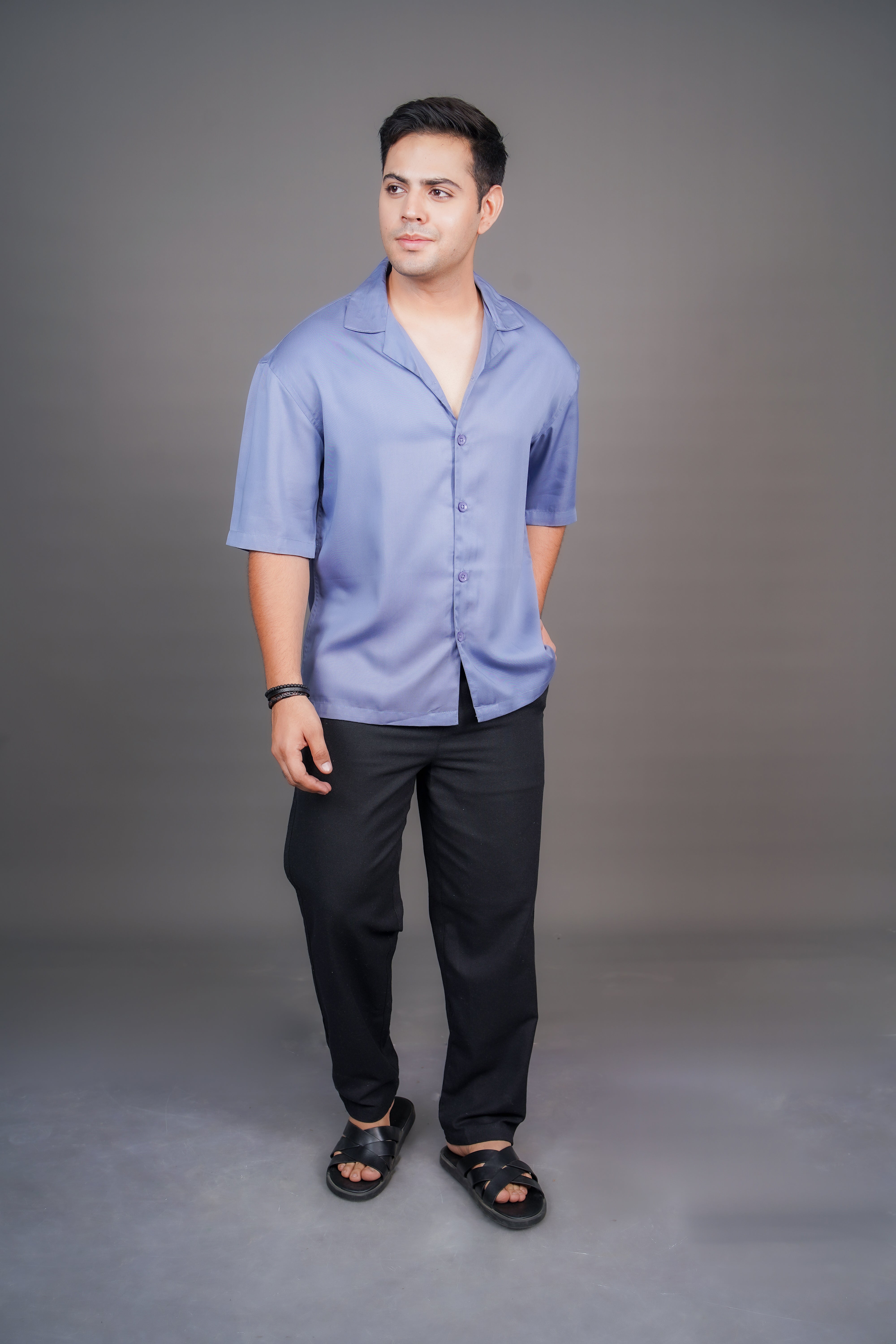 Black & Sage Grey Tencel Relaxed Fit Co-Ord Set