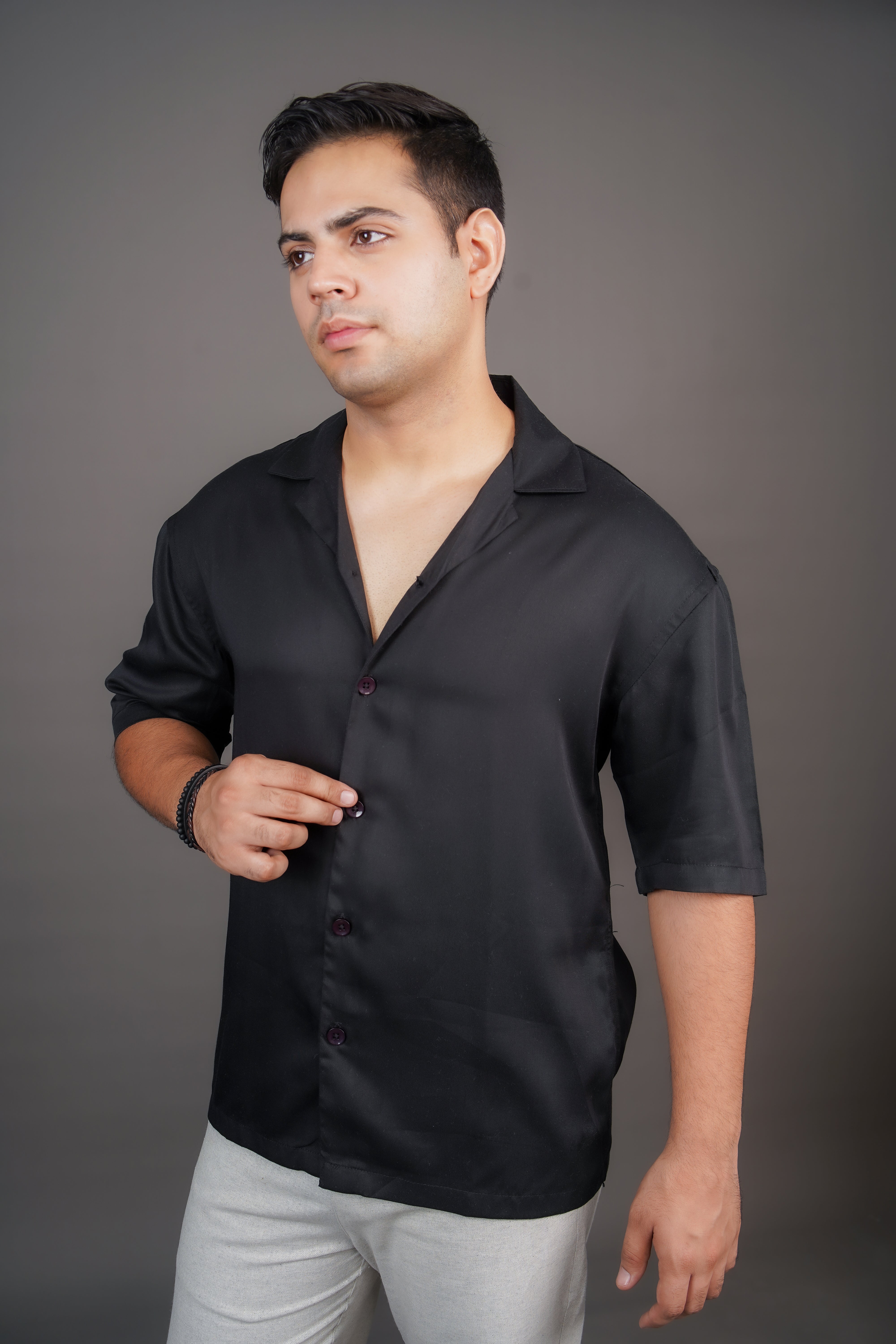 Dusty Sky Relaxed Fit Tencel Cuban Collar Shirt