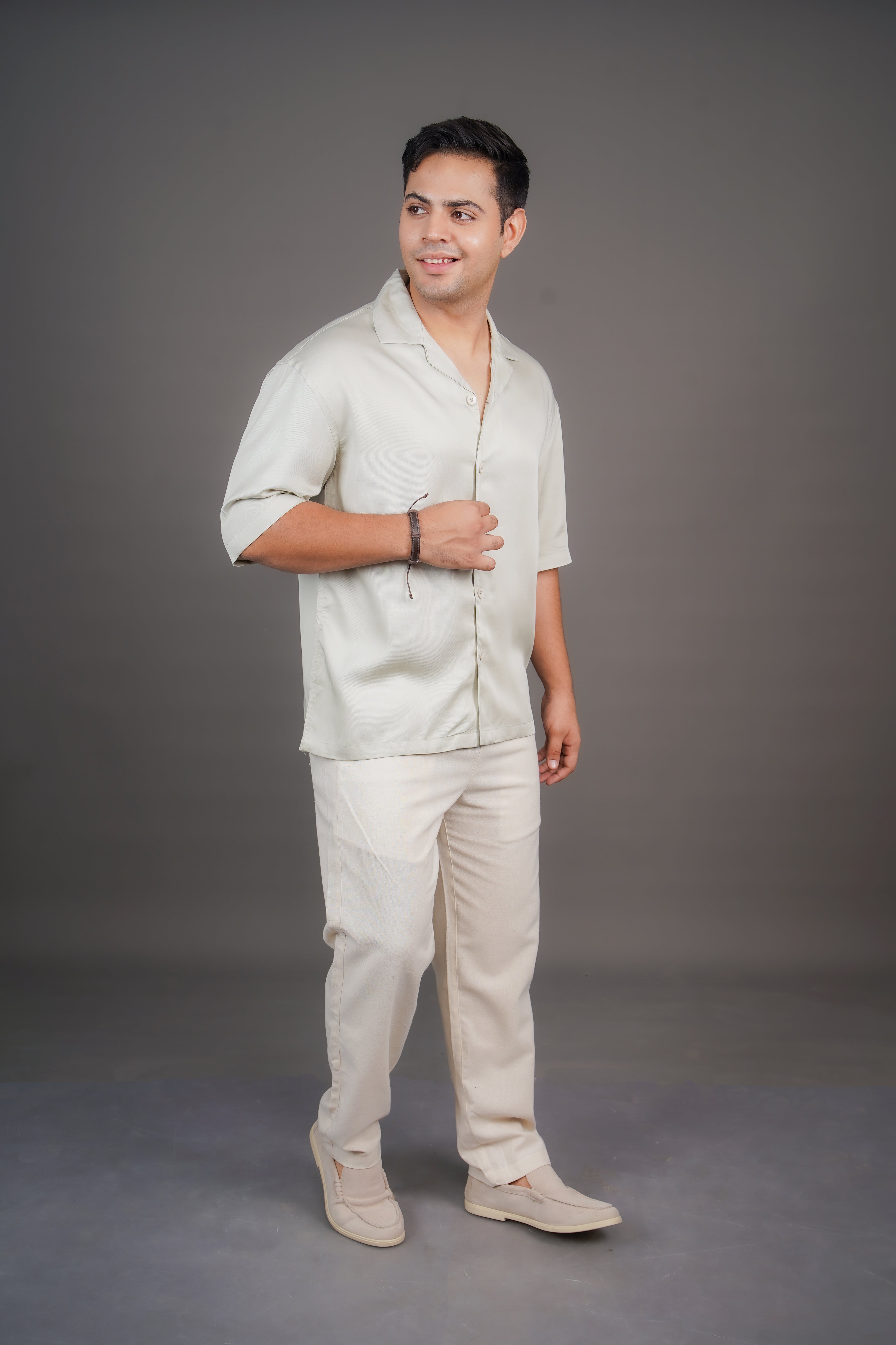 Black & Sage Grey Tencel Relaxed Fit Co-Ord Set