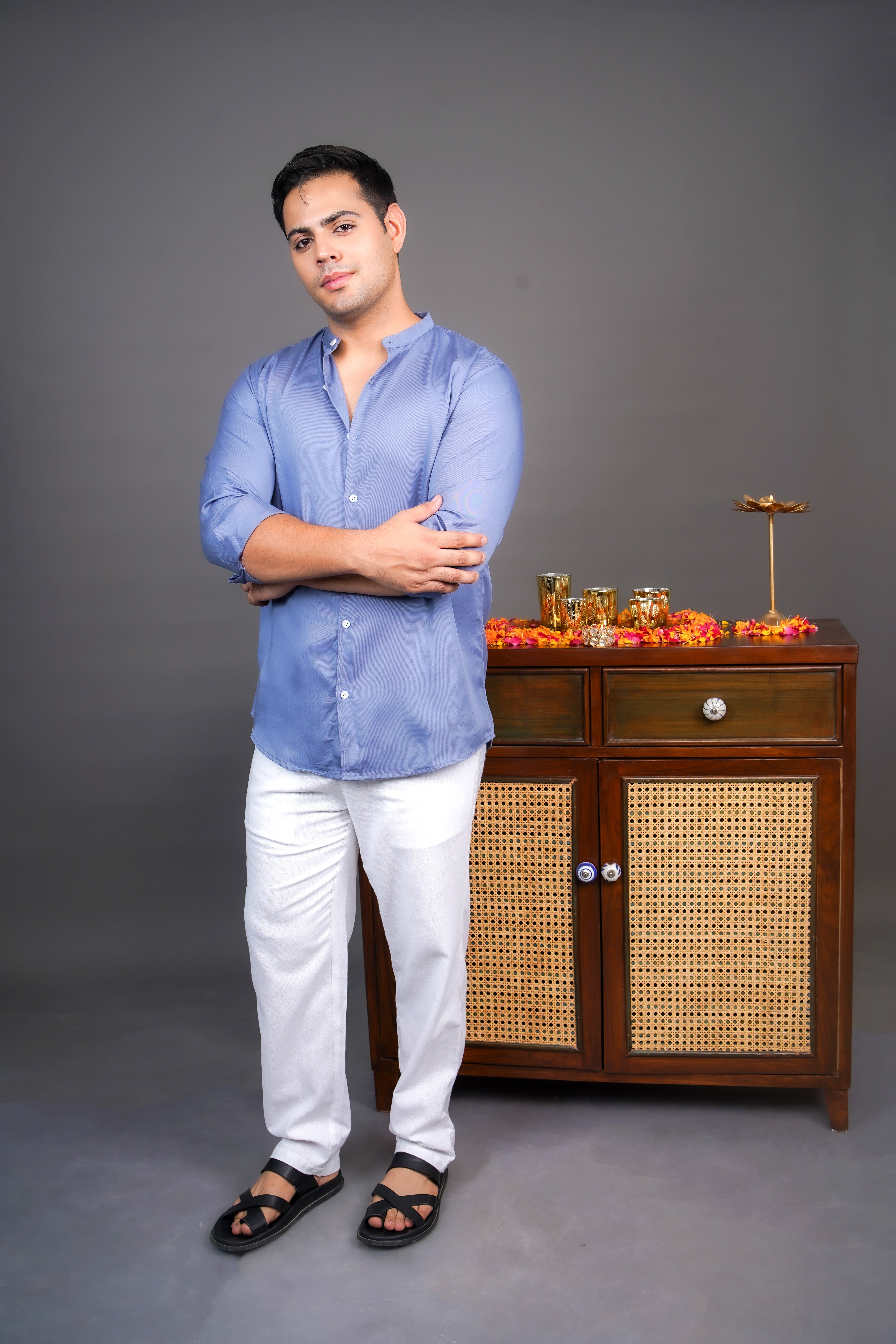 Dusky Blue & White Soft Dawn Co-ord Set