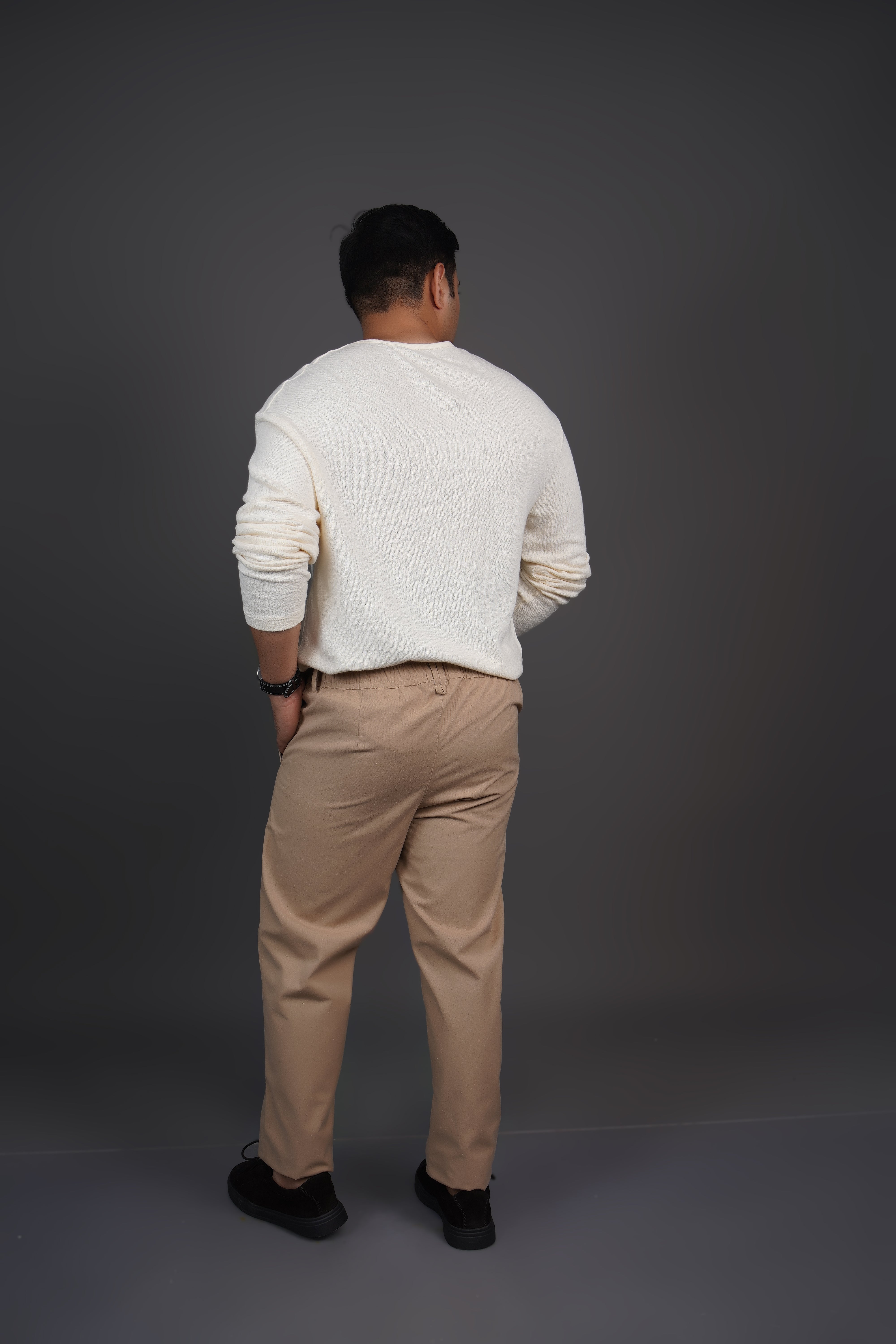 Khaki Straight Fit Cotton Semi-Formal Trousers