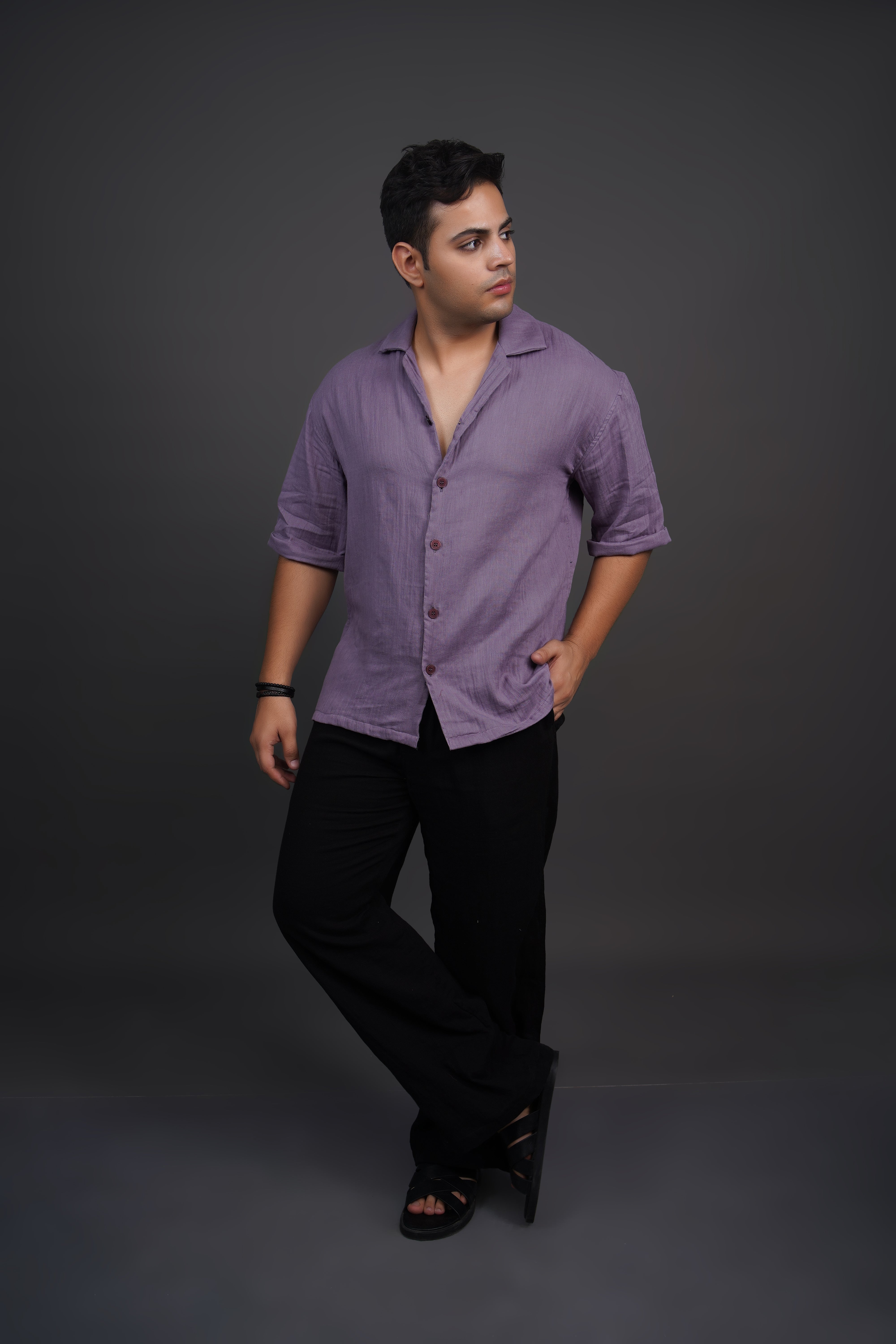 Light Purple Relaxed Fit Muslin Shirt