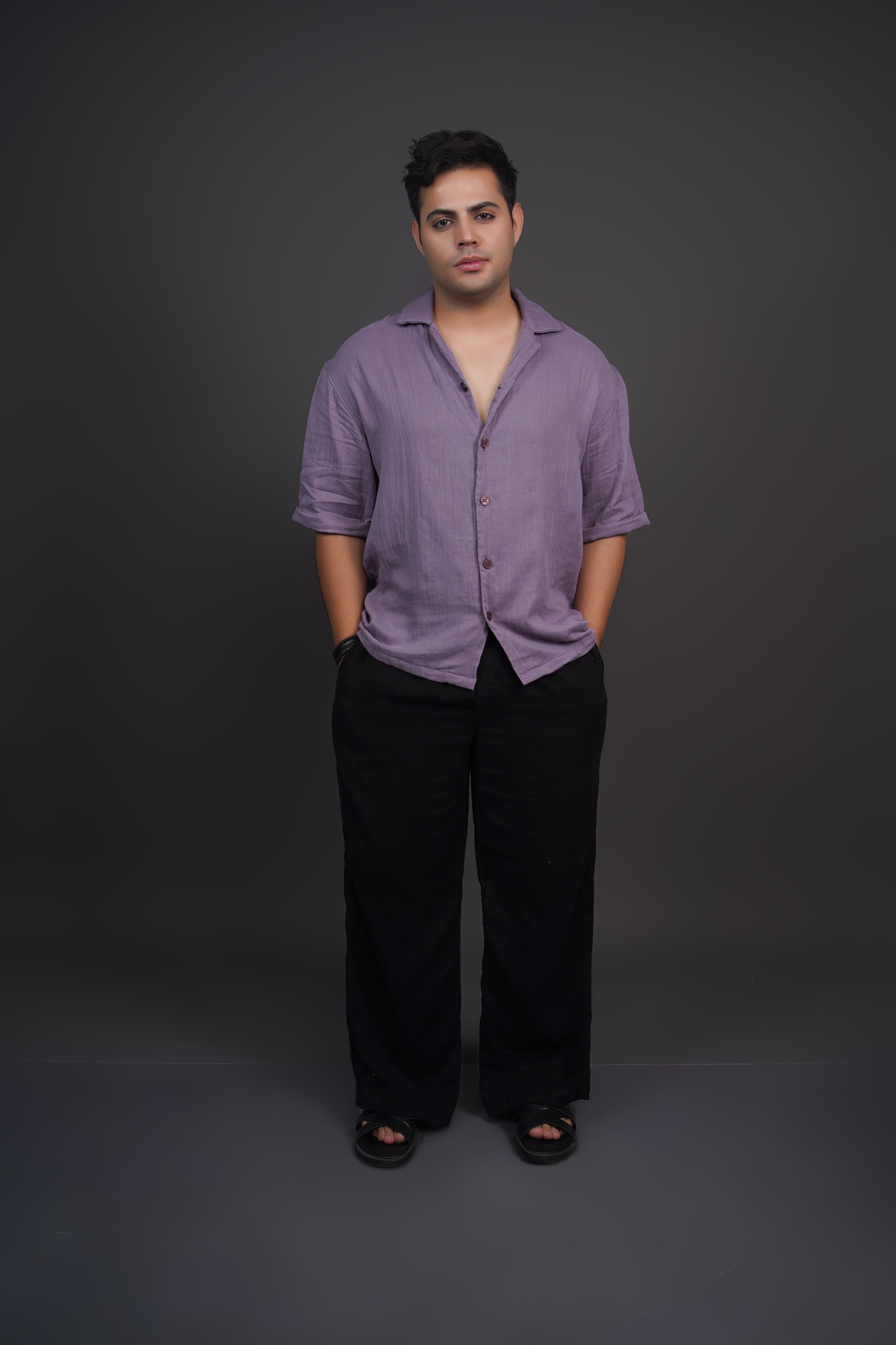 Light Purple Relaxed Fit Muslin Shirt