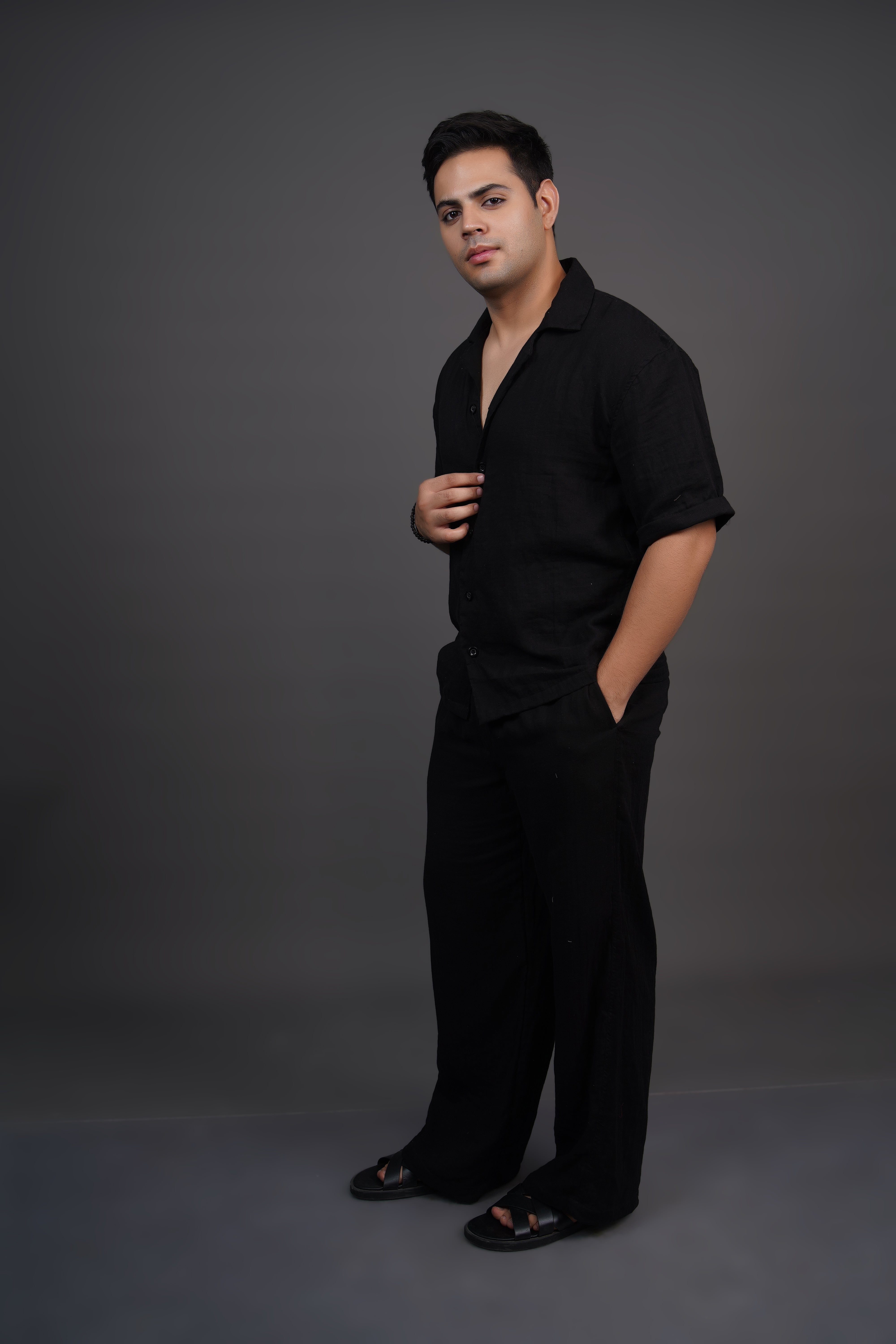 Black Relaxed Fit Muslin Shirt