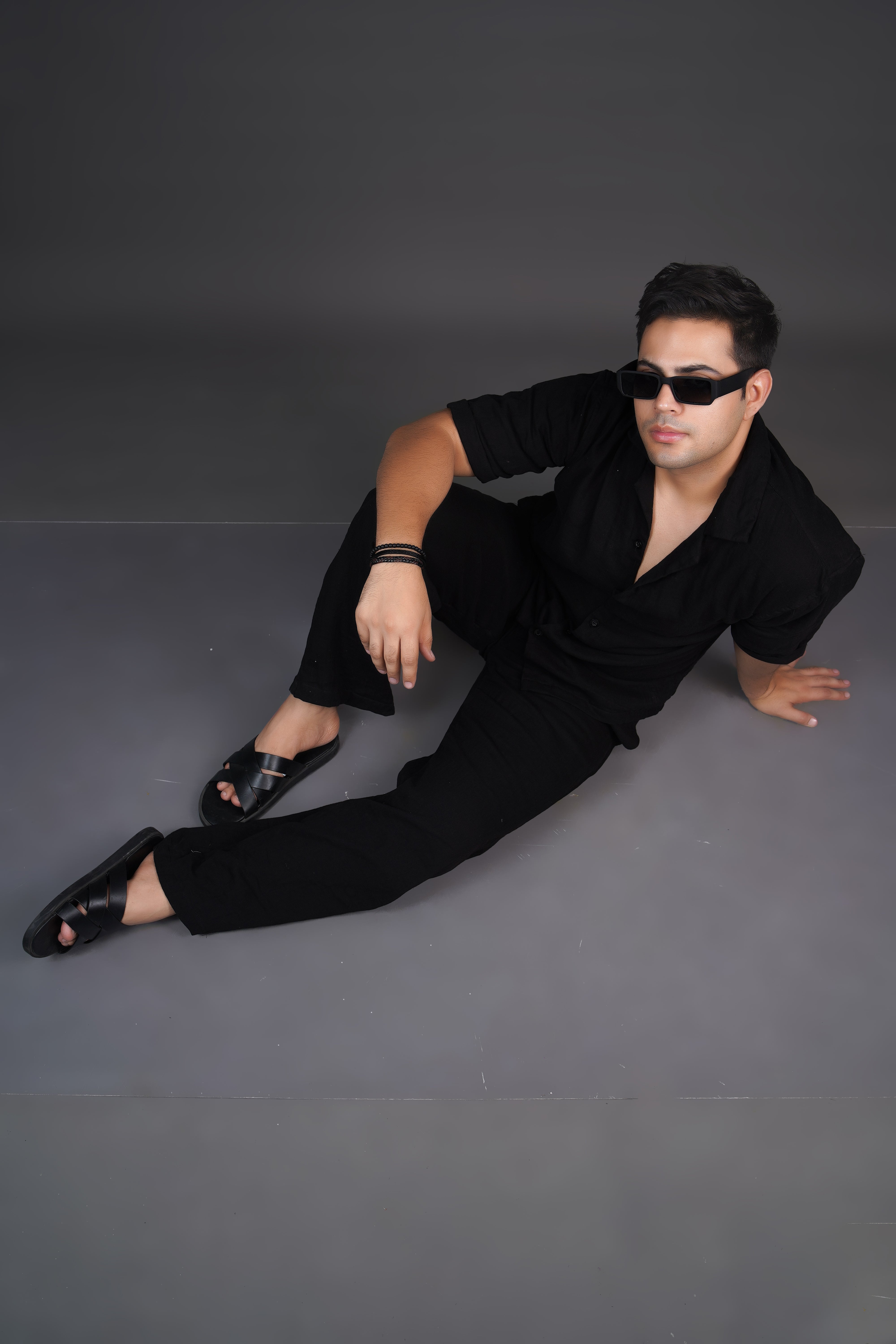 Black Relaxed Fit Muslin Shirt