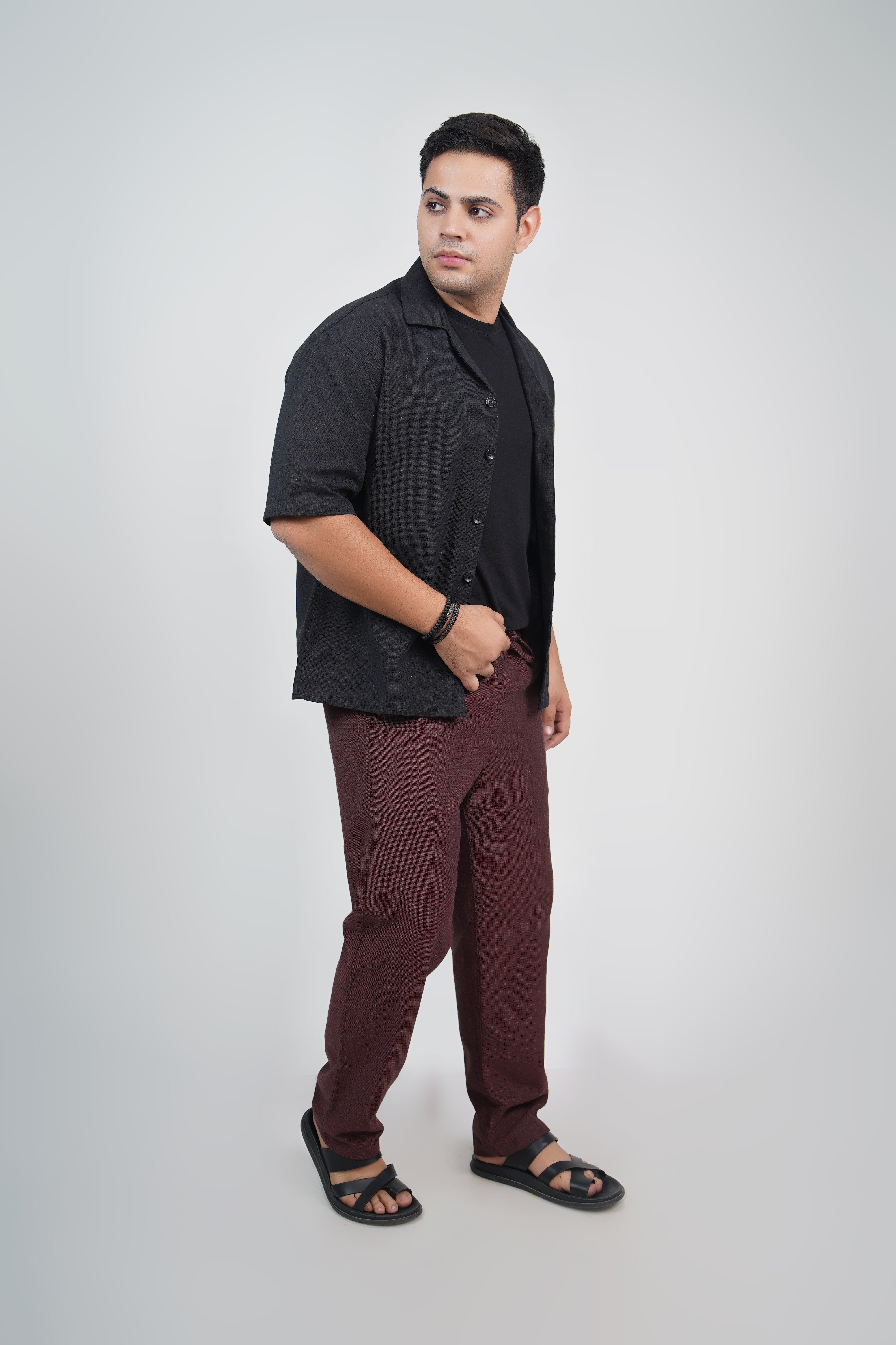 Navy Straight Fit Cotton Pants