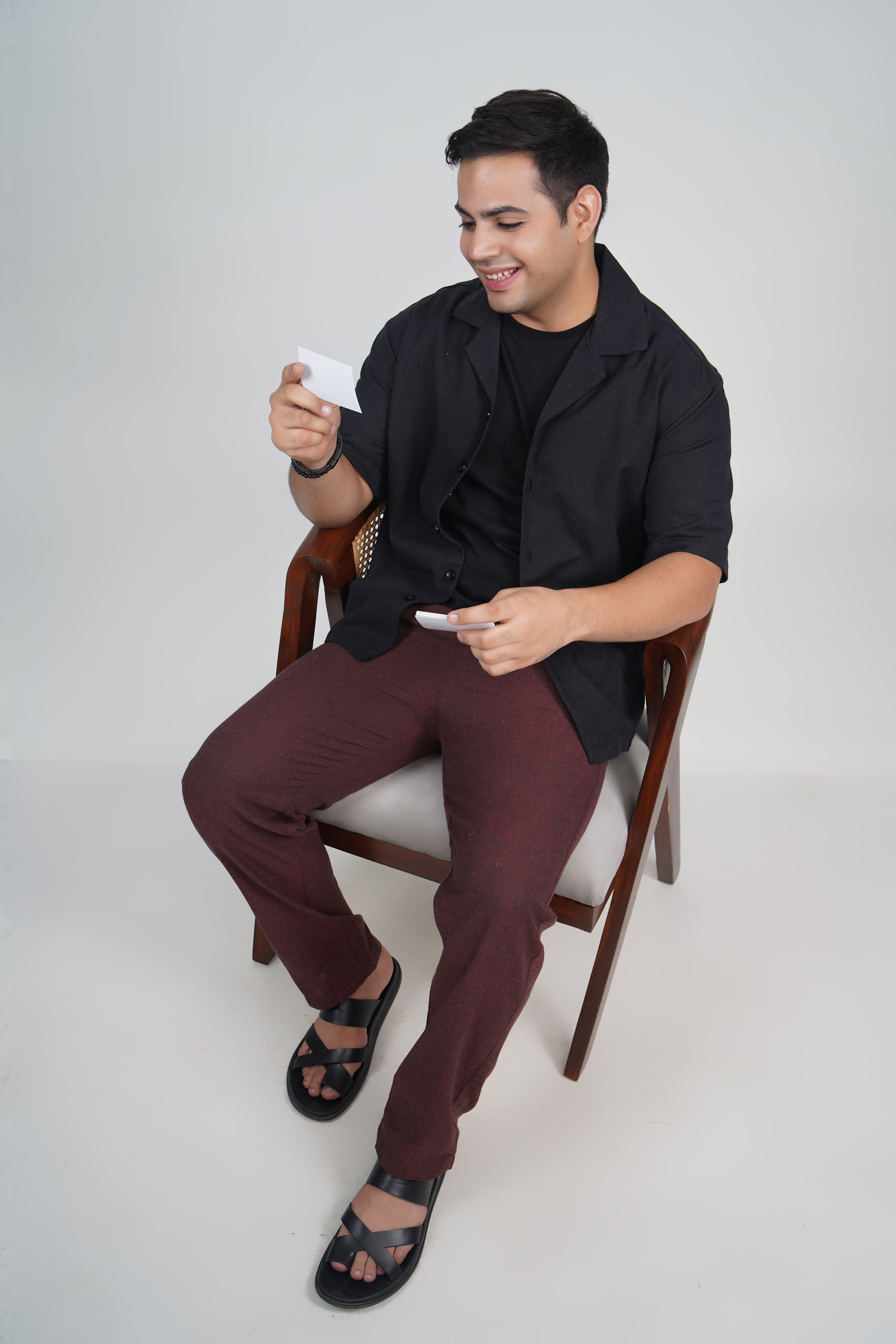 Navy Straight Fit Cotton Pants