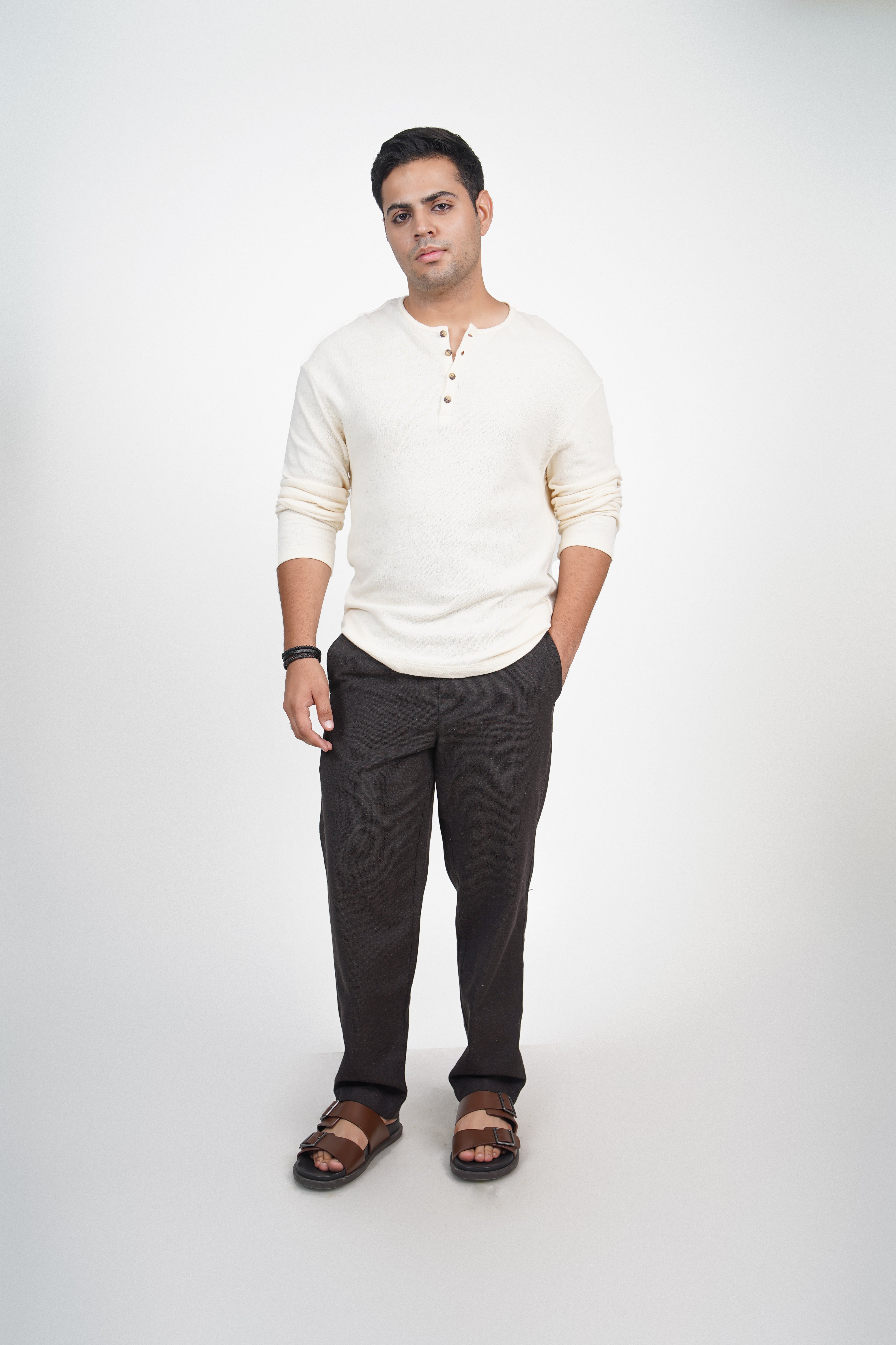 Navy Straight Fit Cotton Pants