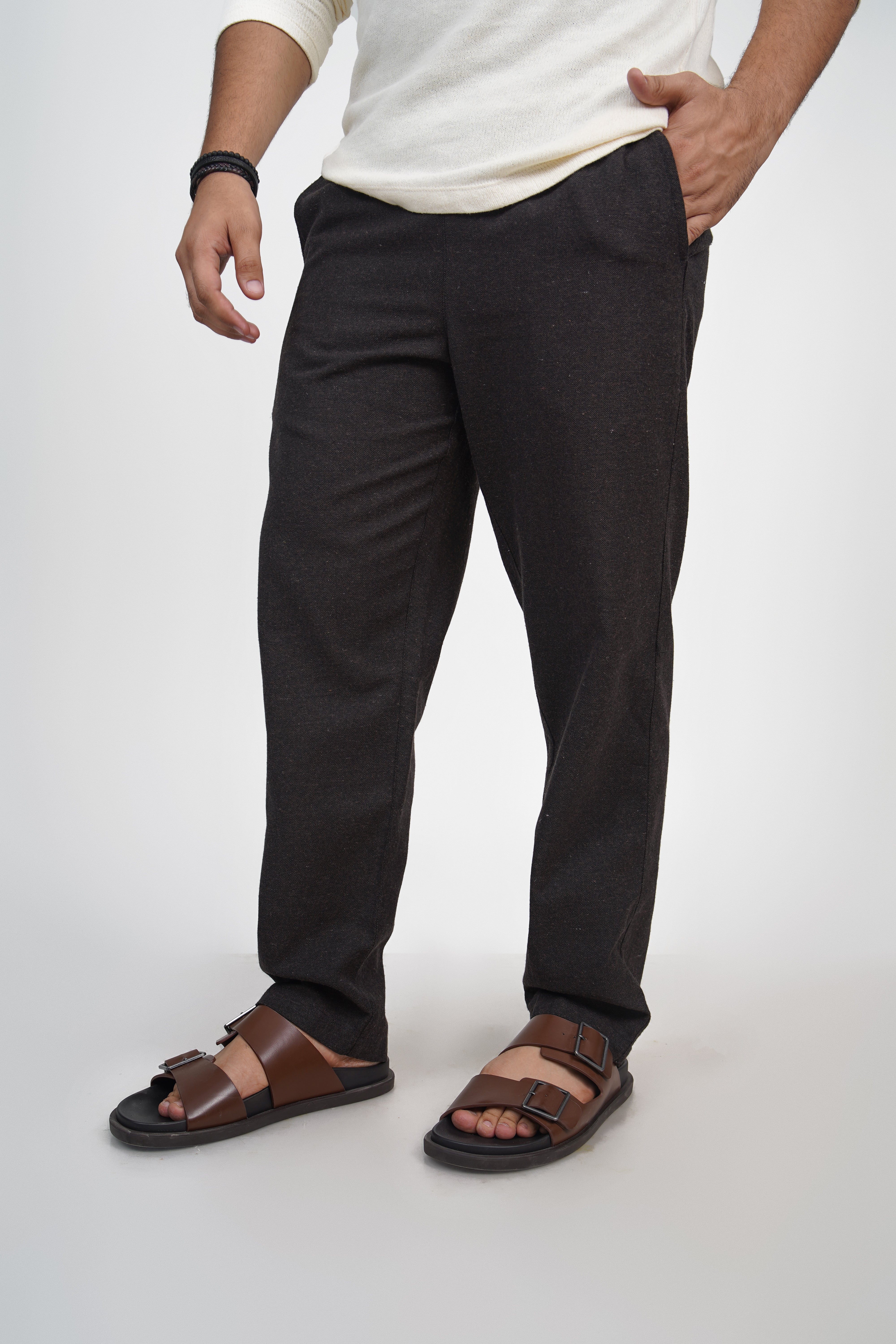 Navy Straight Fit Cotton Pants