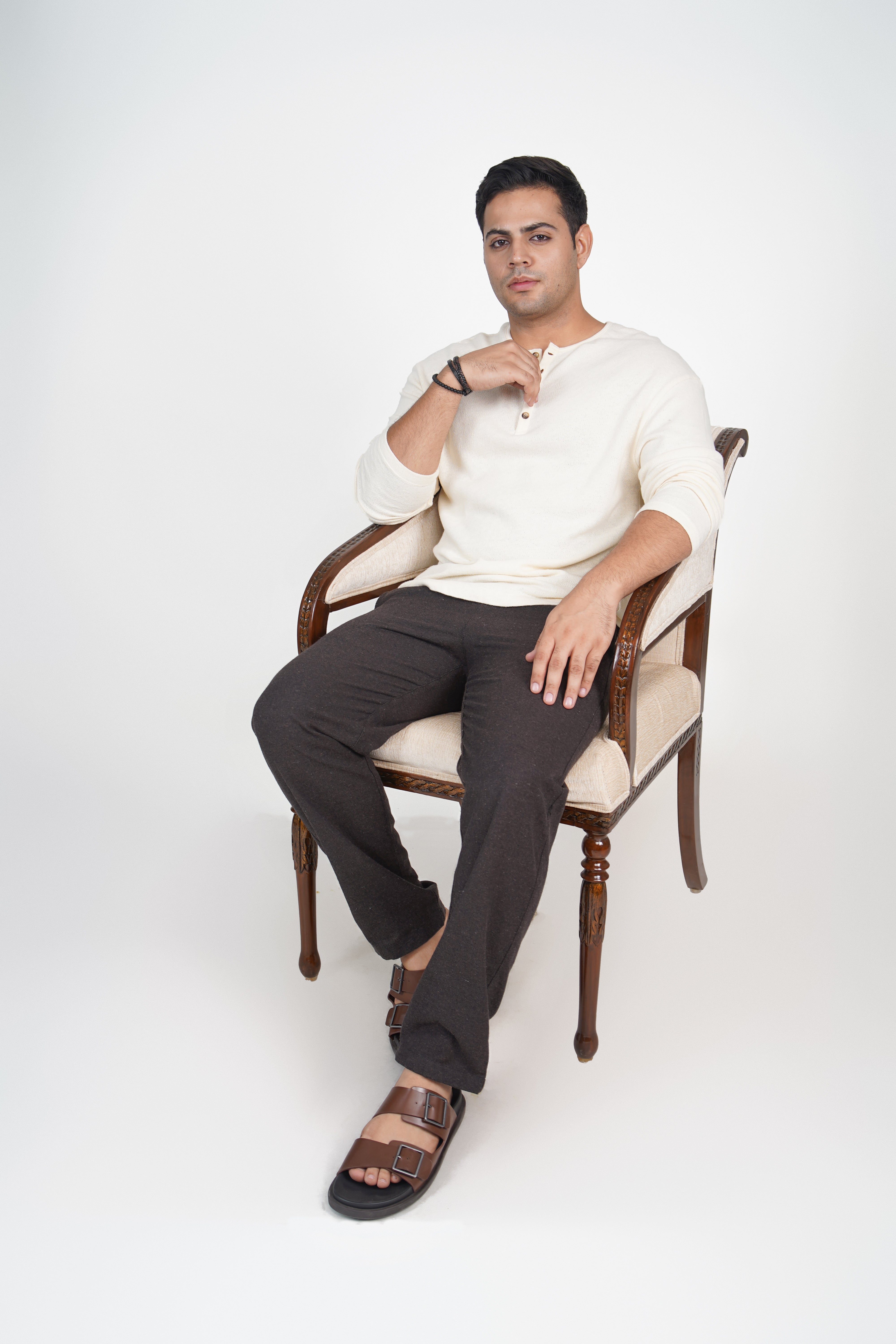 Navy Straight Fit Cotton Pants