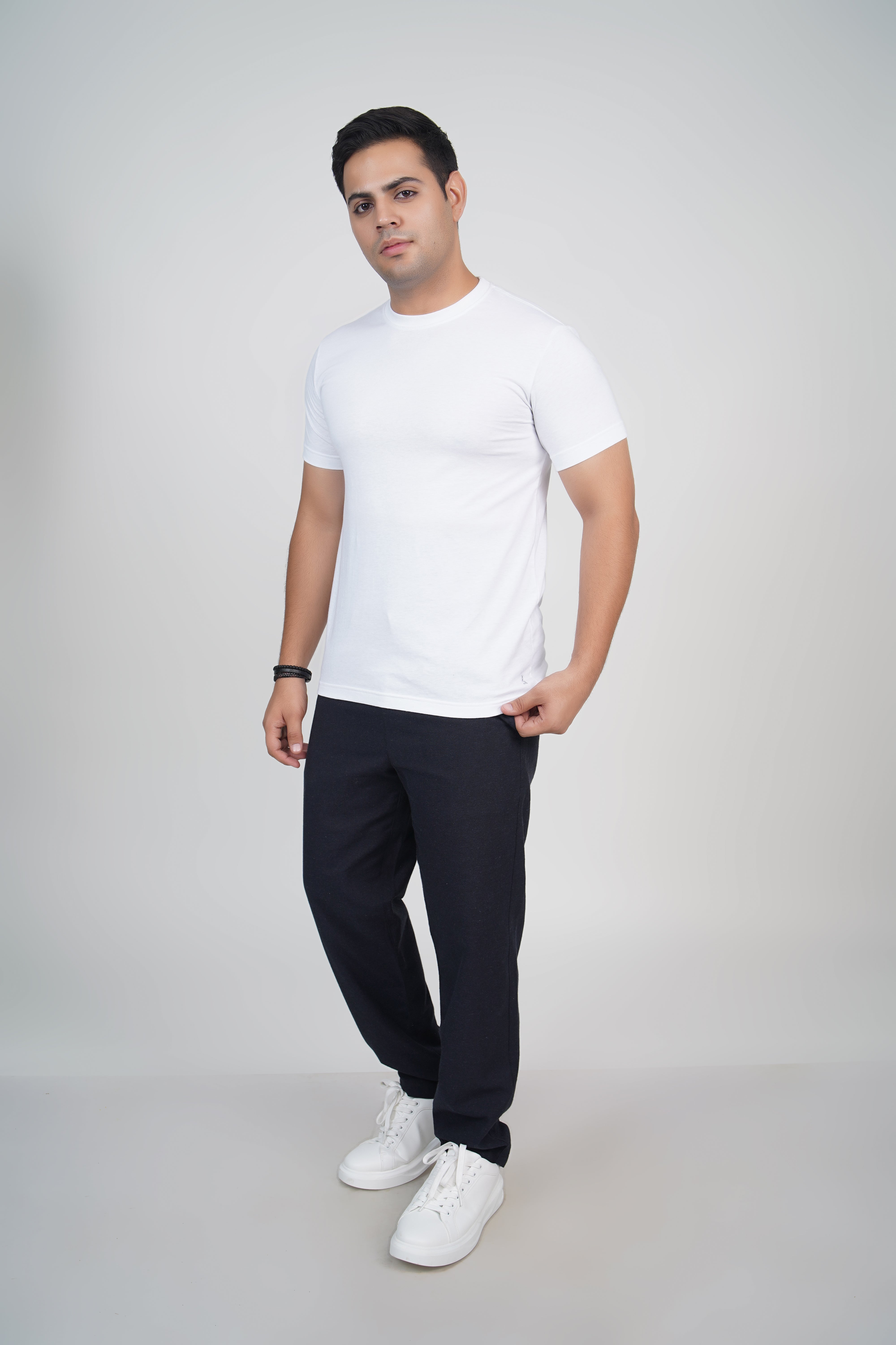 Navy Straight Fit Cotton Pants
