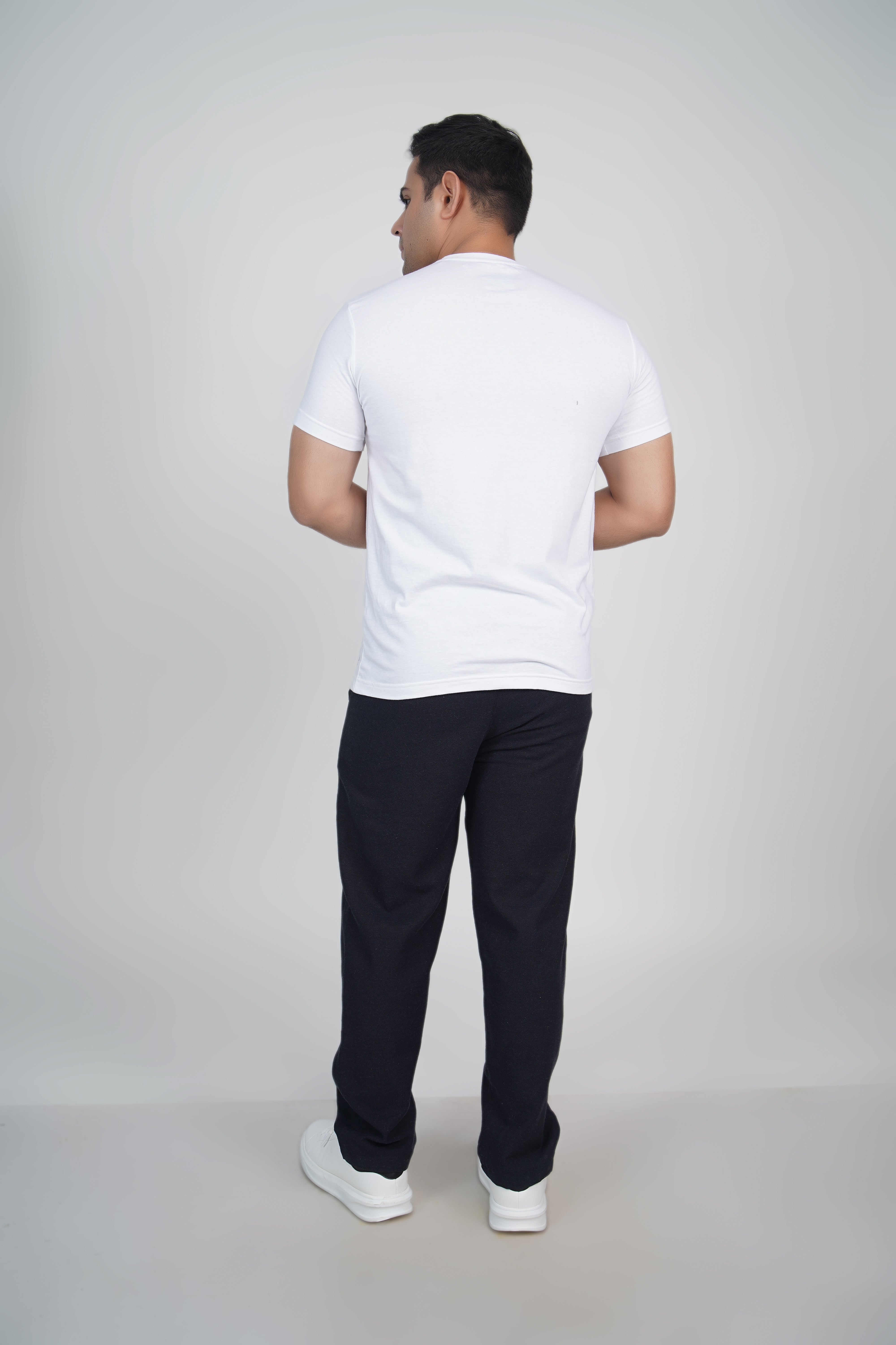 Blue Straight Fit Cotton Pants