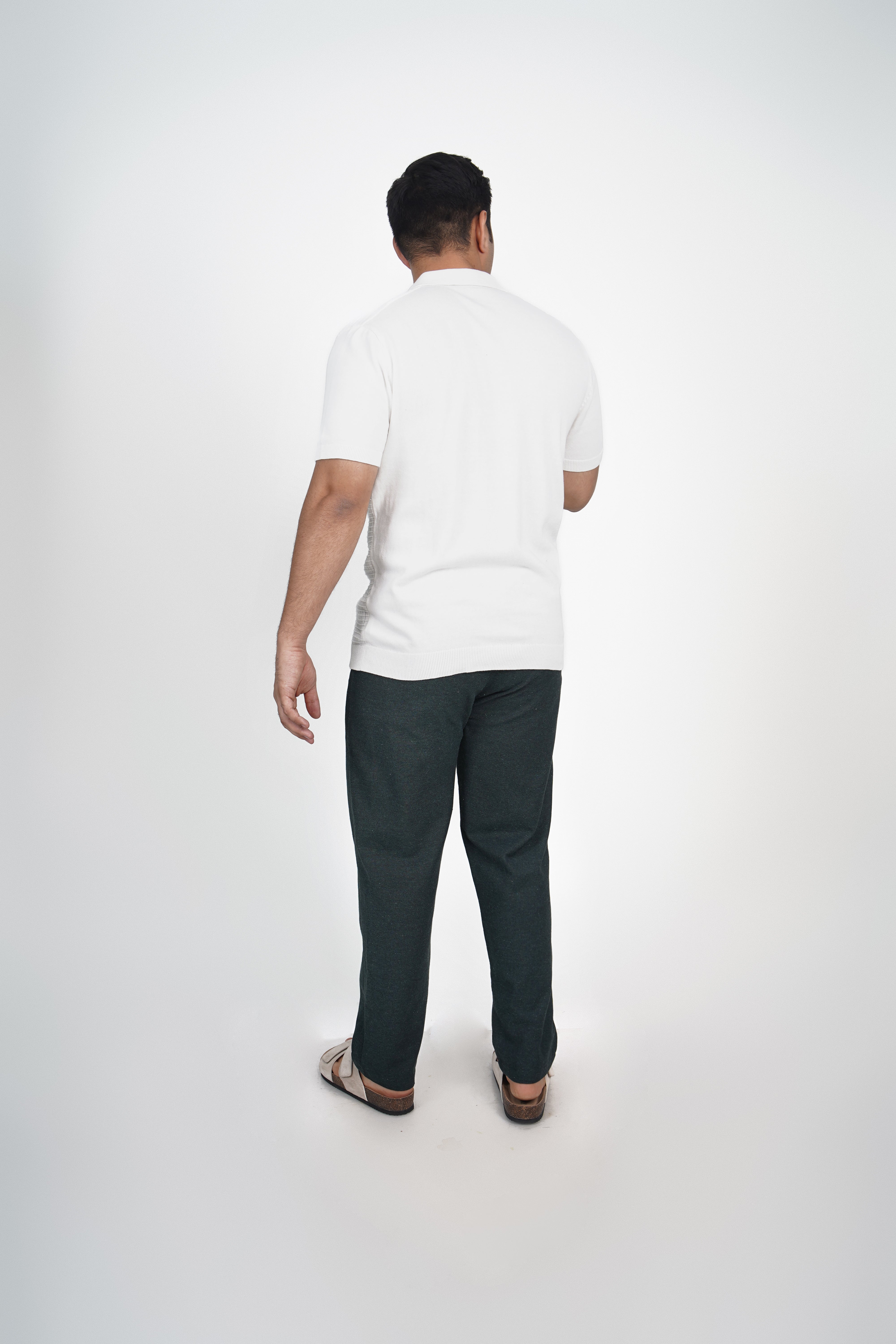 Navy Straight Fit Cotton Pants