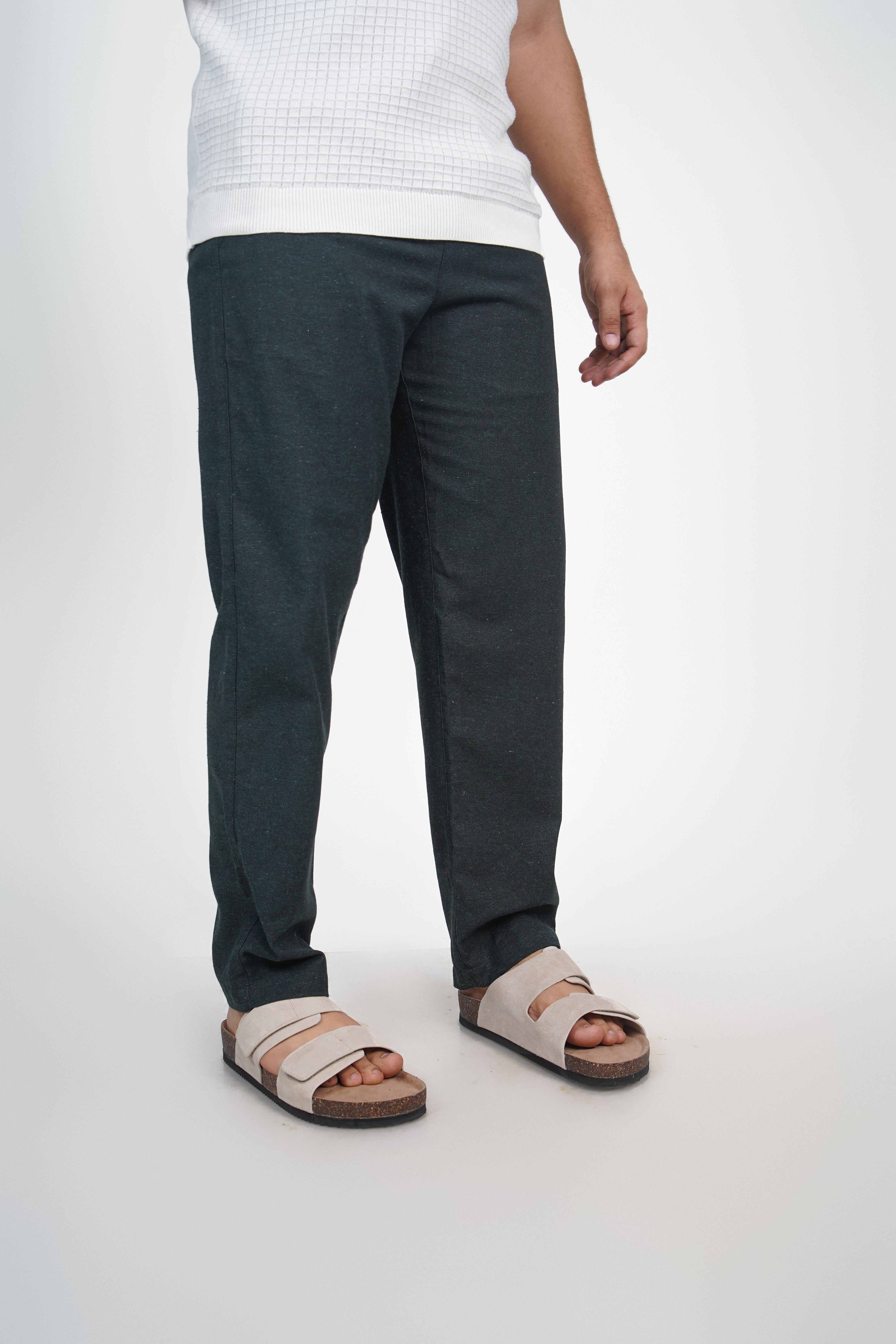 Navy Straight Fit Cotton Pants
