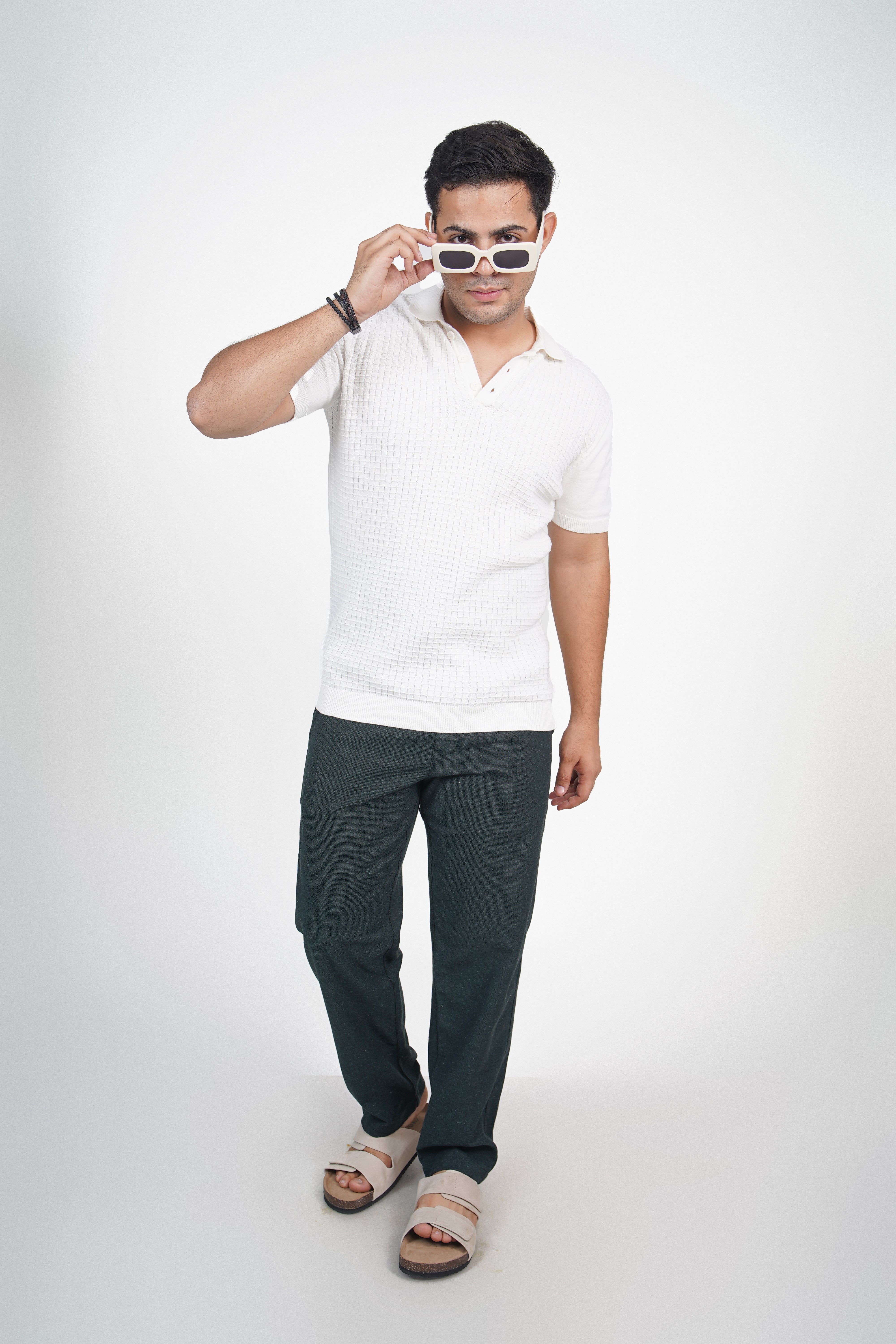 Navy Straight Fit Cotton Pants