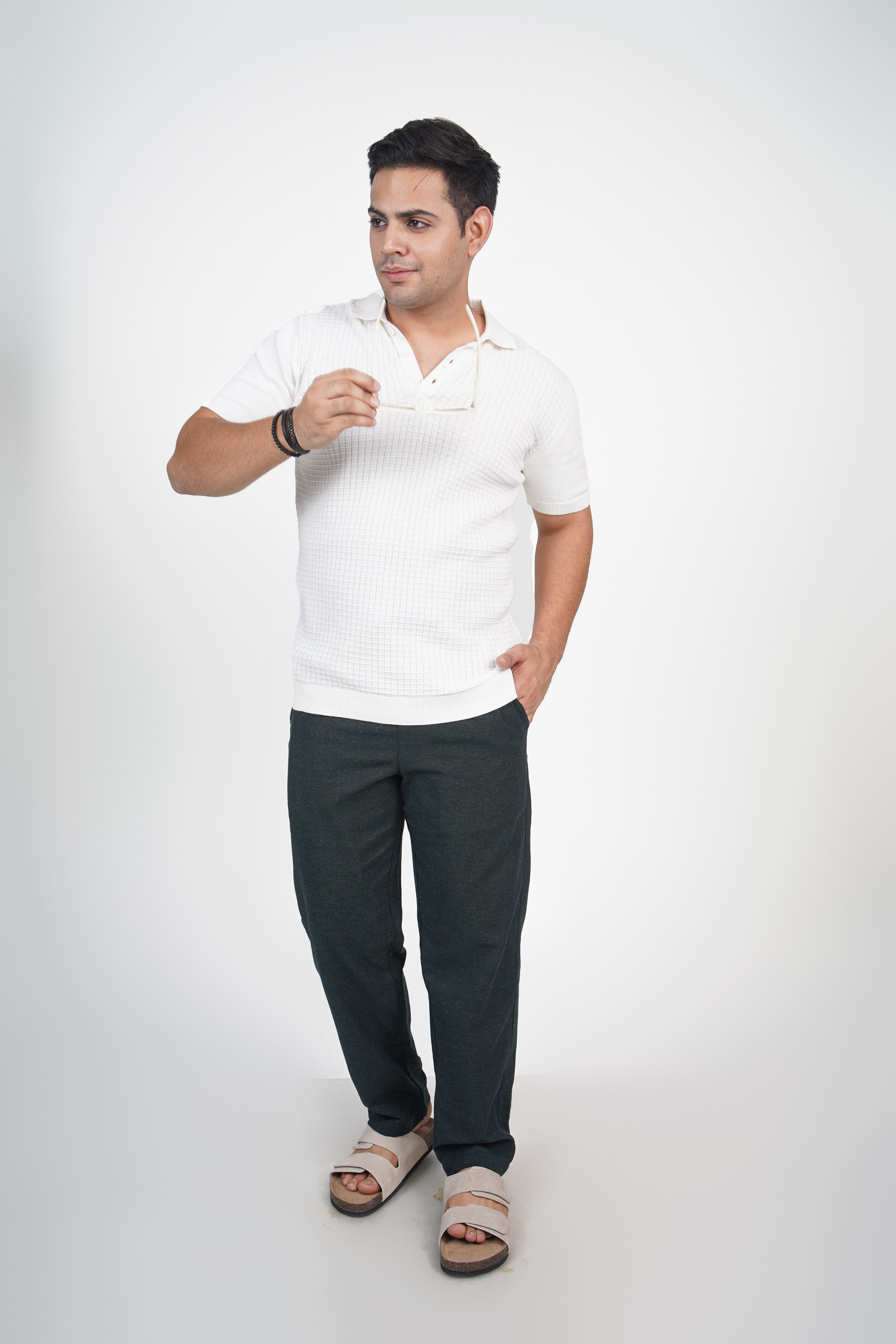 Navy Straight Fit Cotton Pants