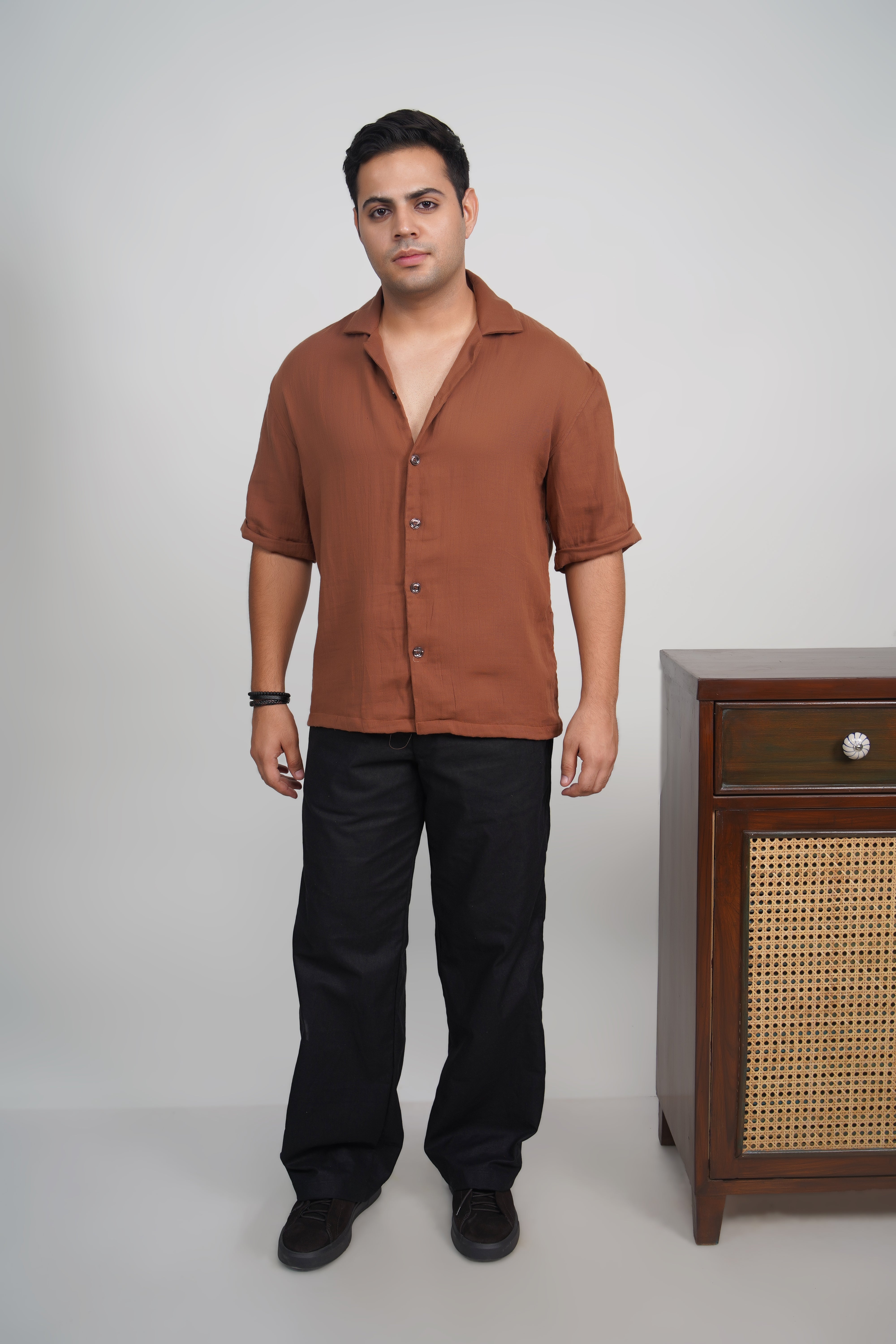 Olive Green Relaxed Fit Linen Blend Pants
