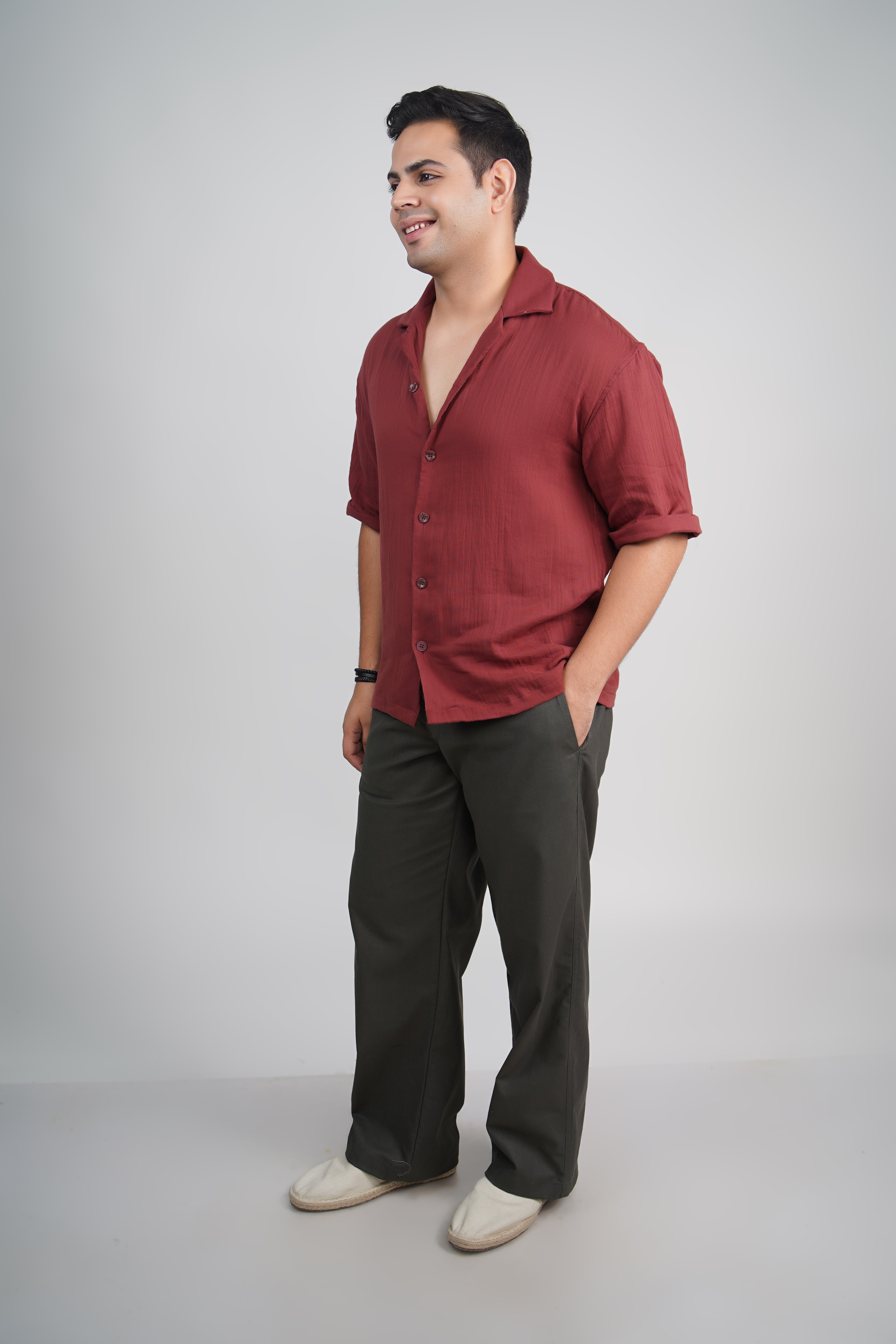 Olive Green Relaxed Fit Linen Blend Pants