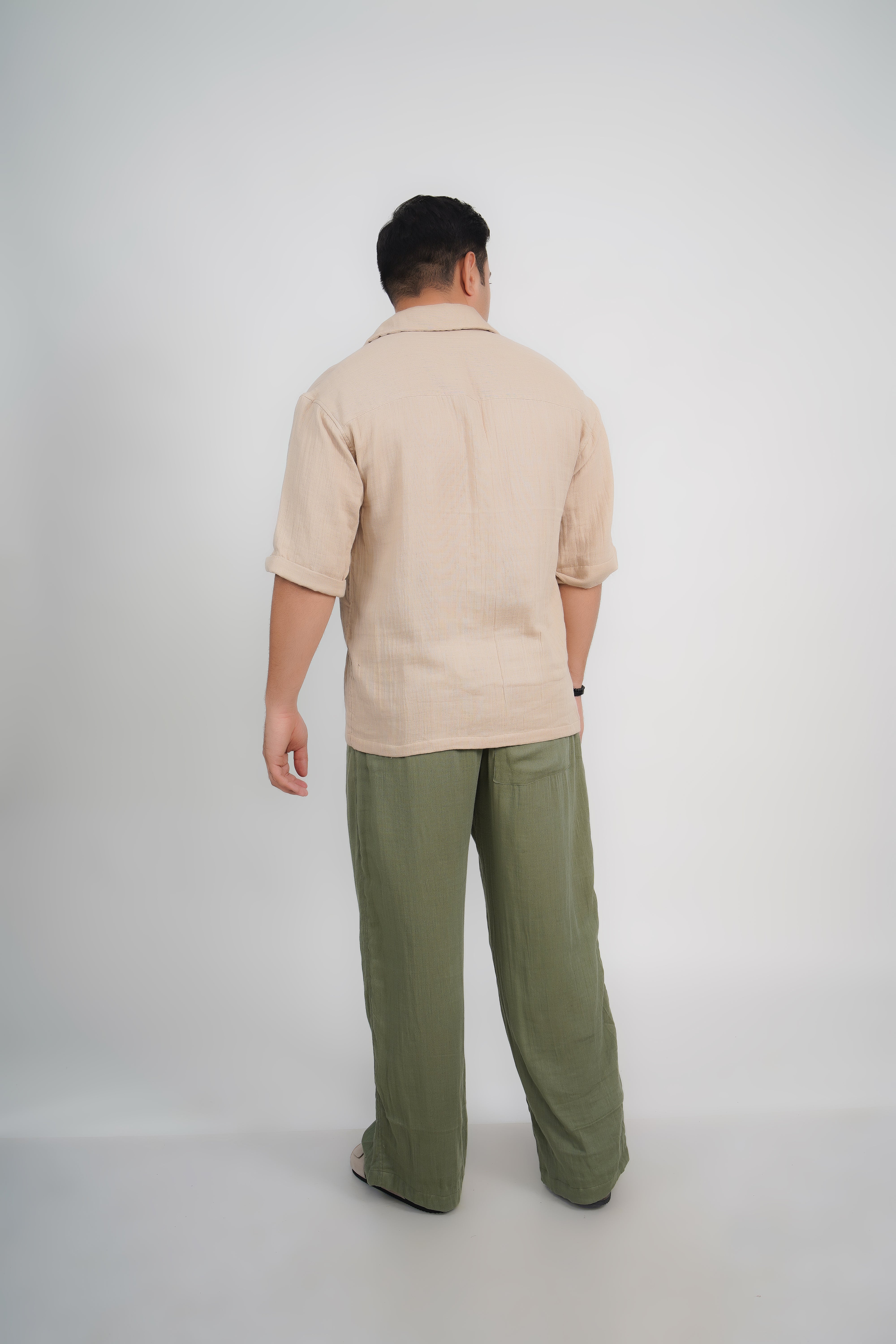 Beige Relaxed Fit Muslin Shirt