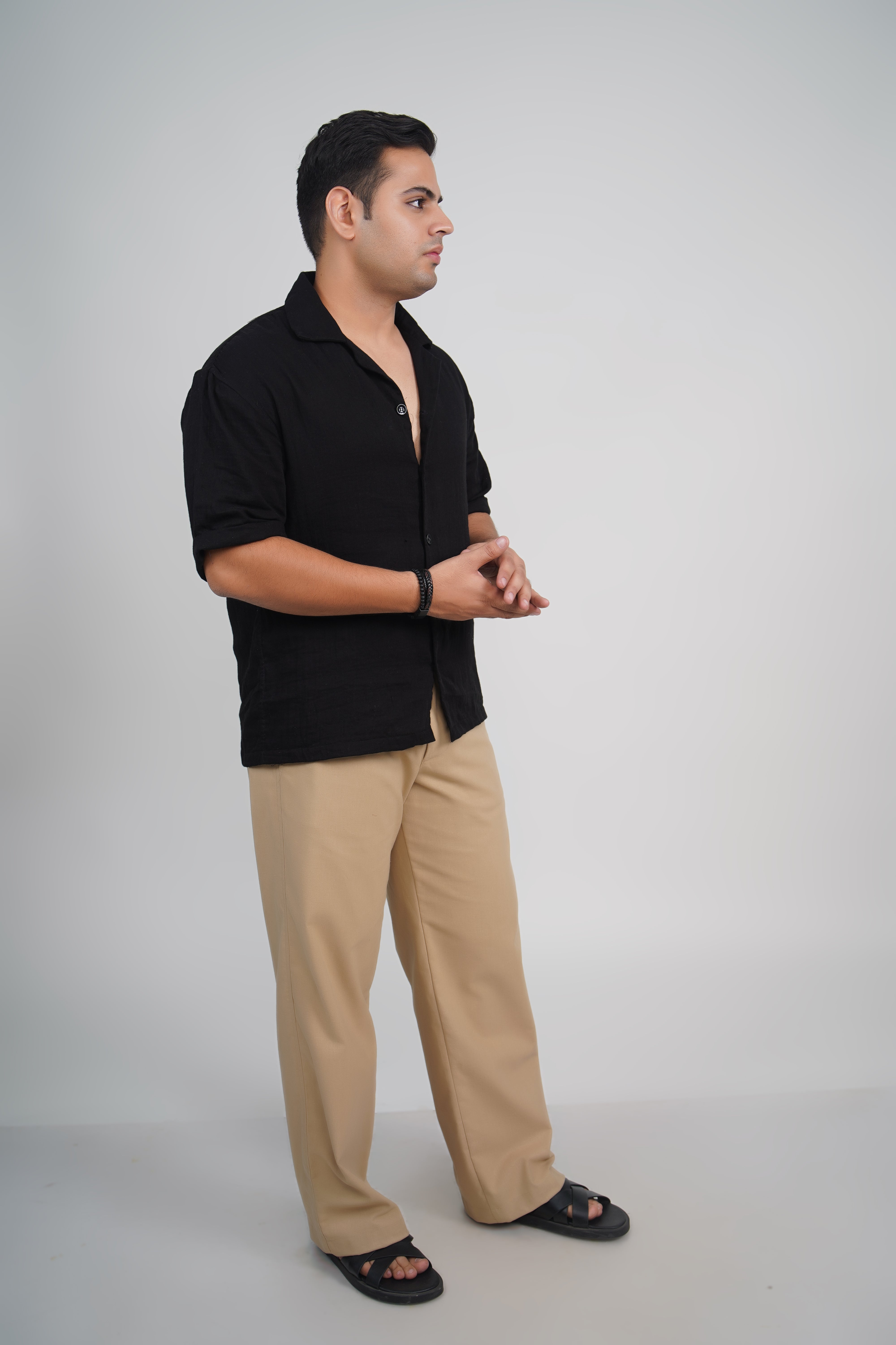 Olive Green Relaxed Fit Linen Blend Pants