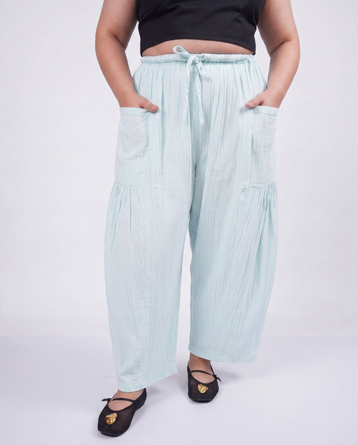 Teal Barrel Muslin Pant