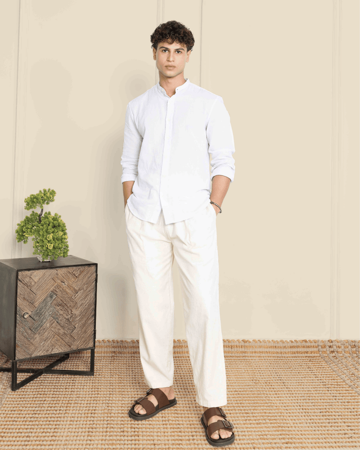 Ivory Straight Fit Cotton Pants