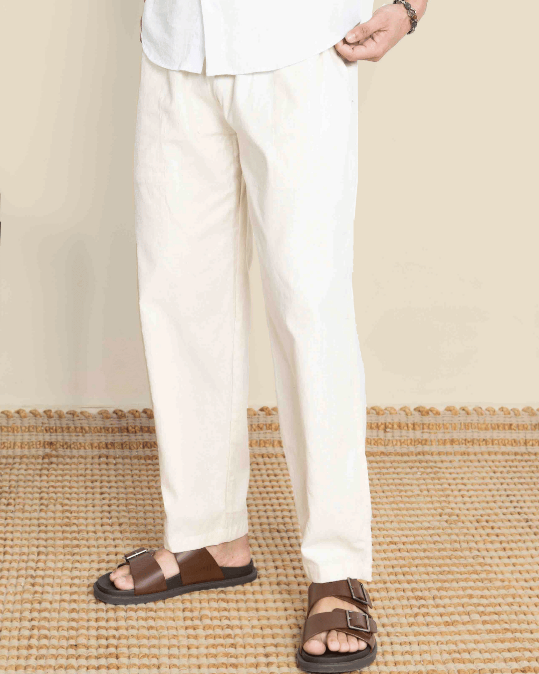 Ivory Straight Fit Cotton Pants