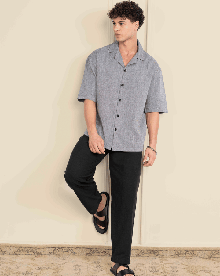 Black Straight Fit Cotton Pants