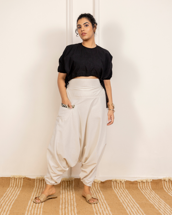 Ivory Women Loose Fit Cotton Harem