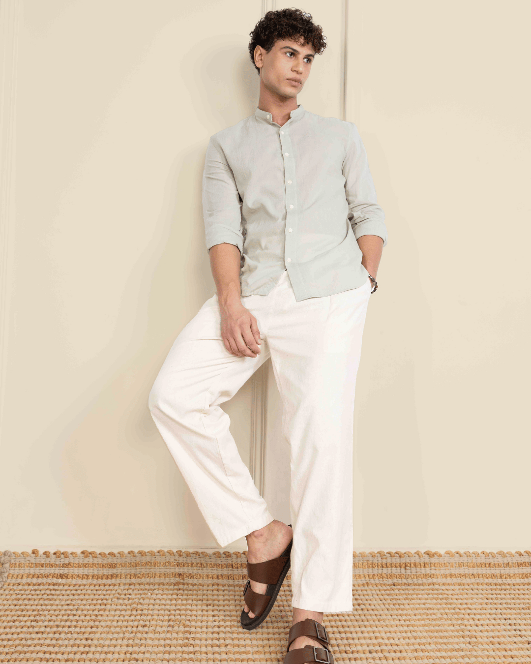 Ivory Straight Fit Cotton Pants