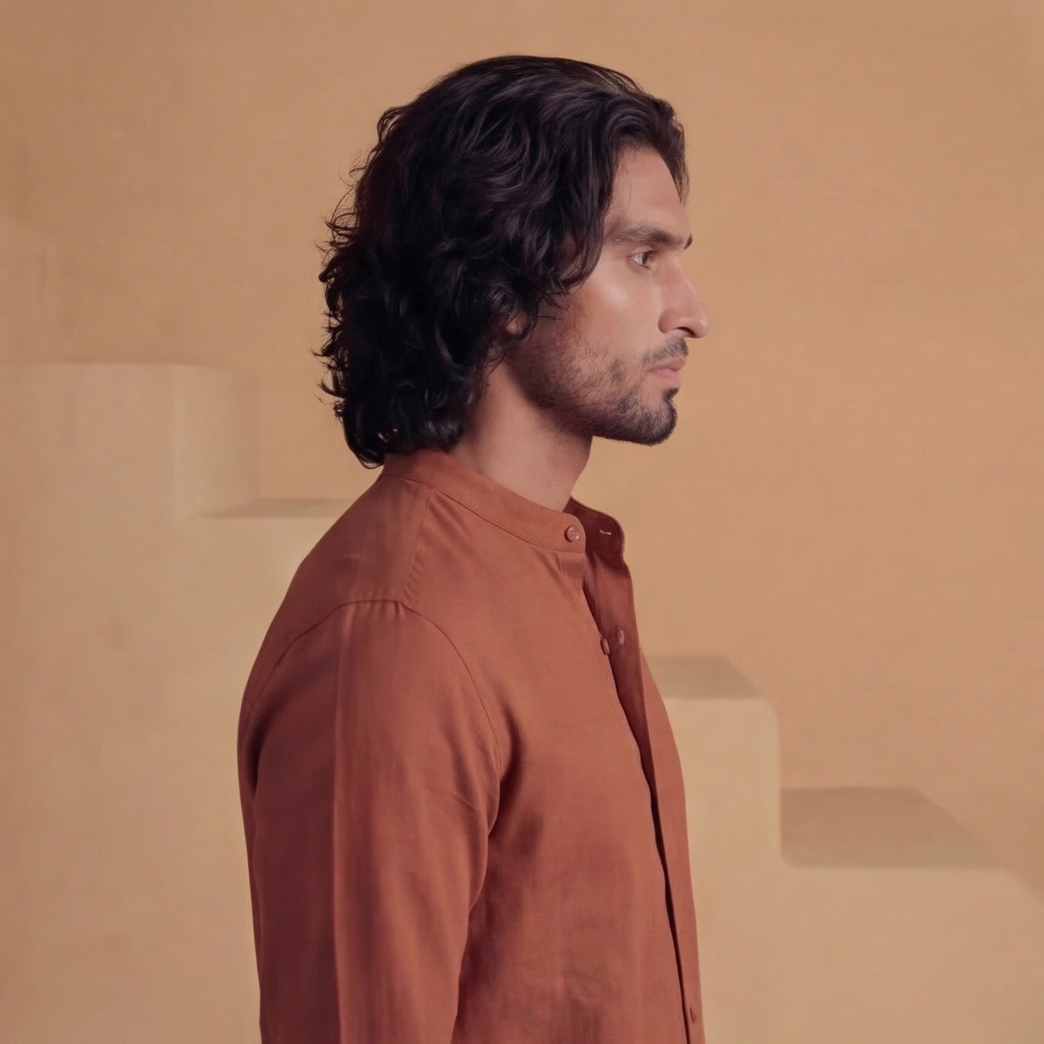 Rohan- Flowing Band Collar Shirt